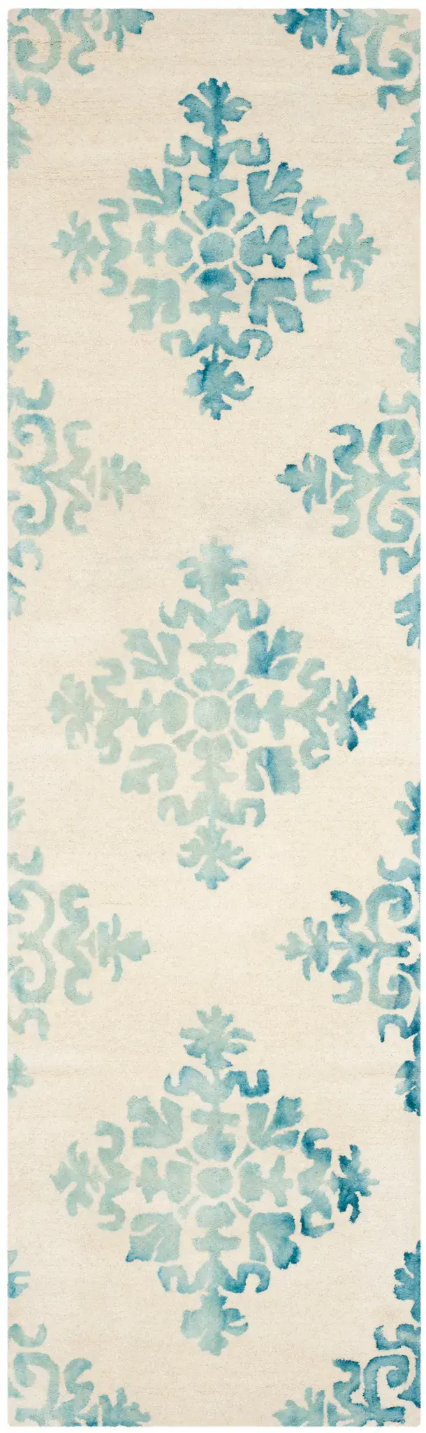 Dip Dye Transitional Watercolor Damask Hand-Tufted Wool Rug