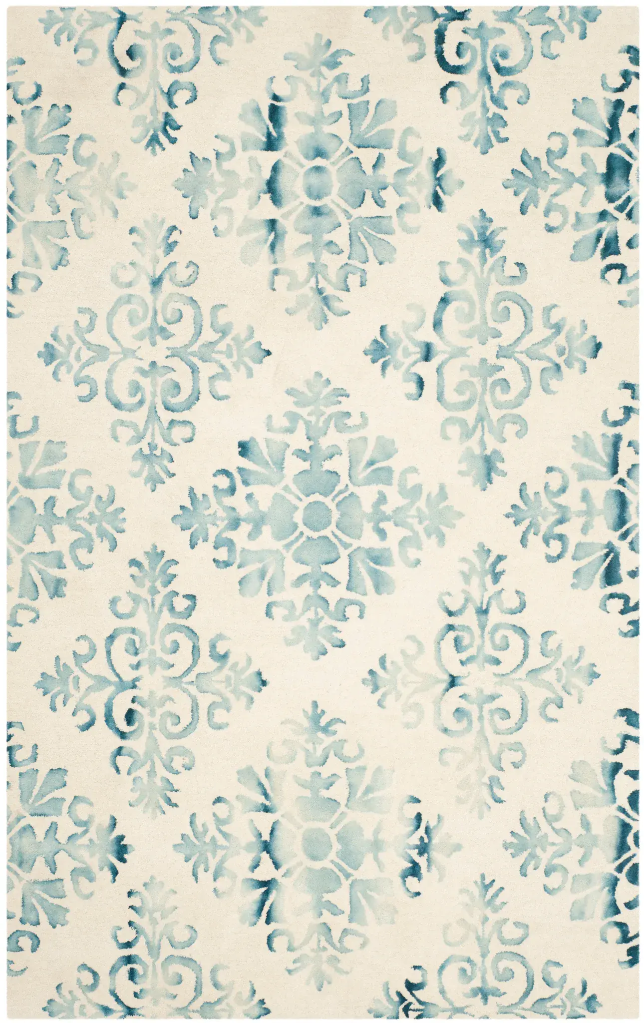 Dip Dye Transitional Watercolor Damask Hand-Tufted Wool Rug