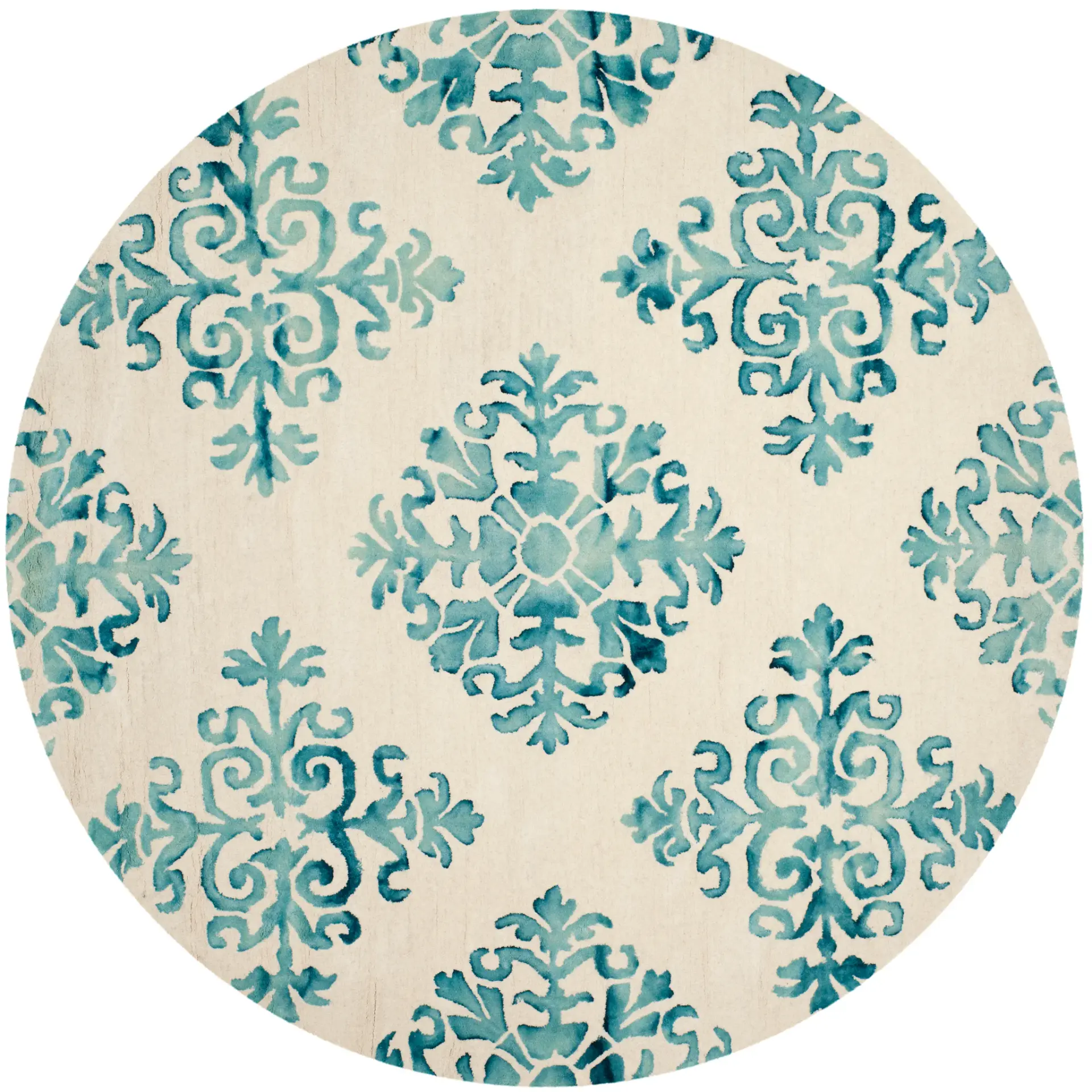 Dip Dye Transitional Watercolor Damask Hand-Tufted Wool Rug