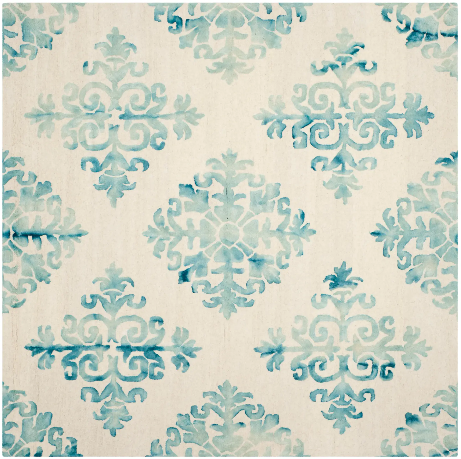 Dip Dye Transitional Watercolor Damask Hand-Tufted Wool Rug