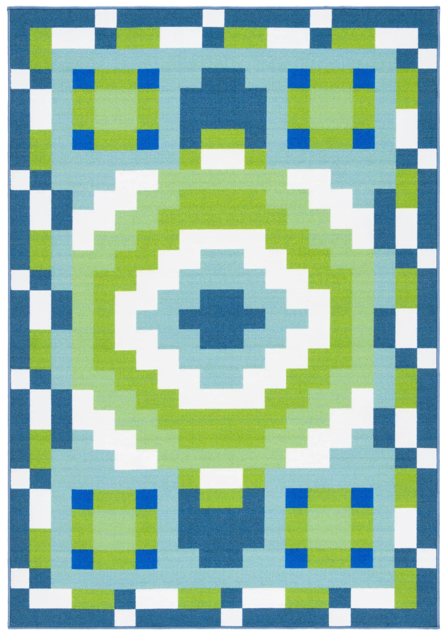 Digital Artifact Pixel Medallion Washable Rug