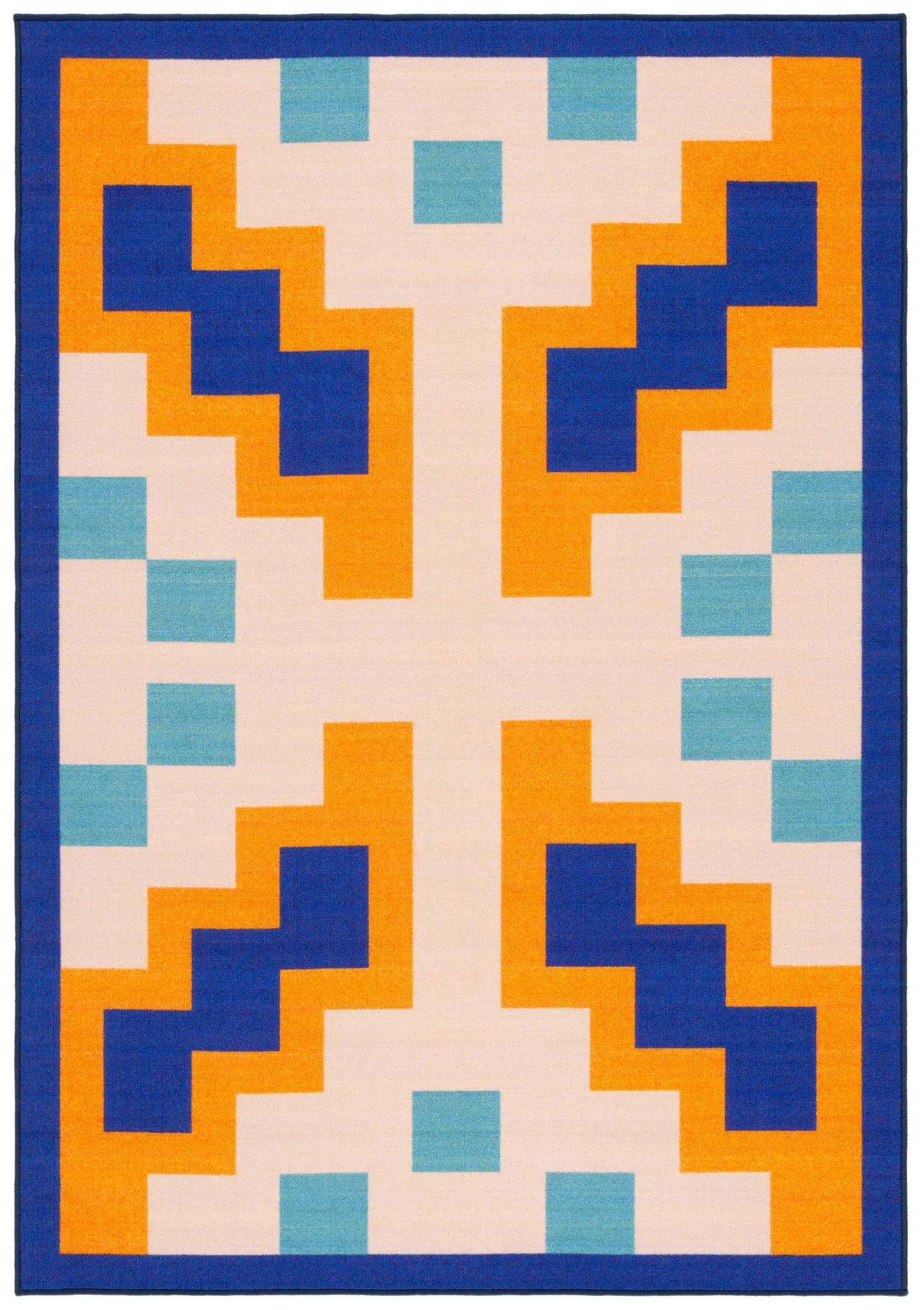 Digital Artifact Blocky Geometric Washable Rug