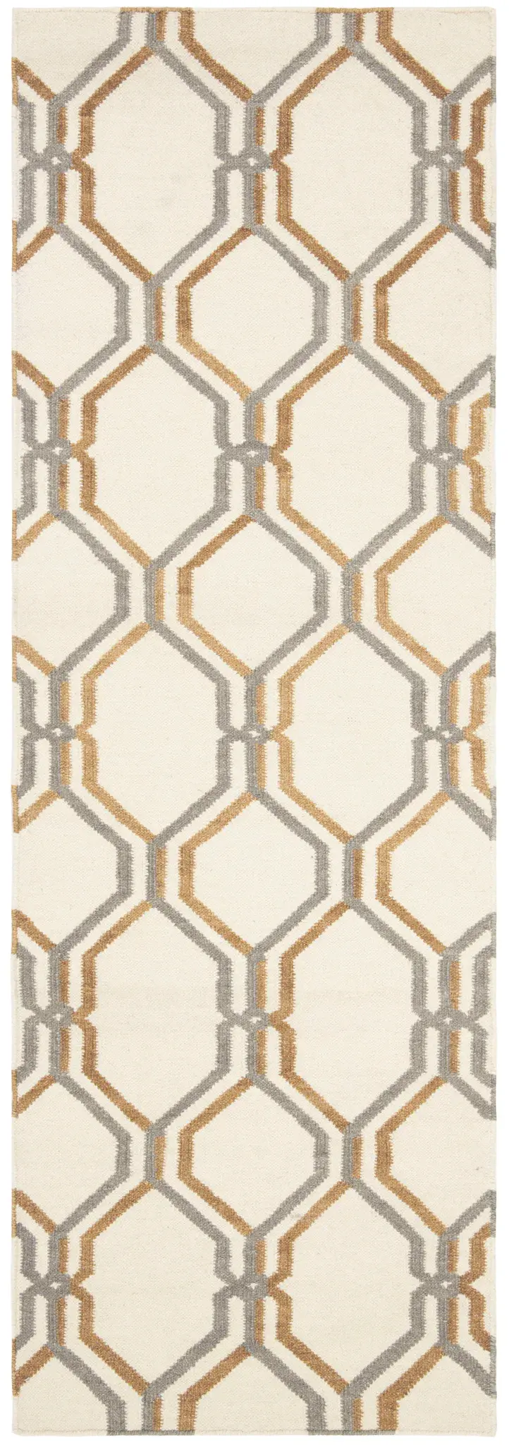 Dhurries Interlocking Lattice Hand-Woven Wool Rug