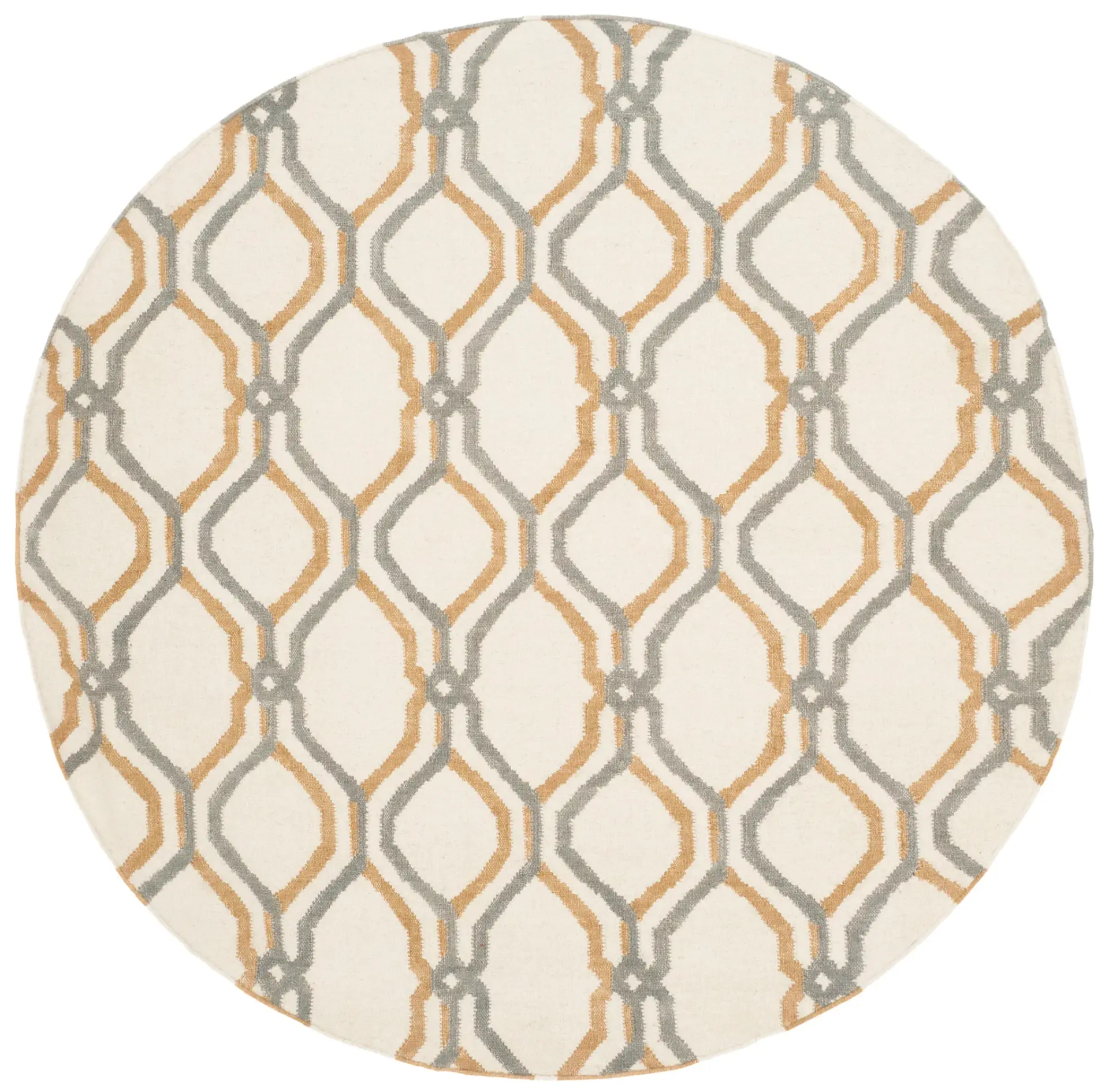 Dhurries Interlocking Lattice Hand-Woven Wool Rug