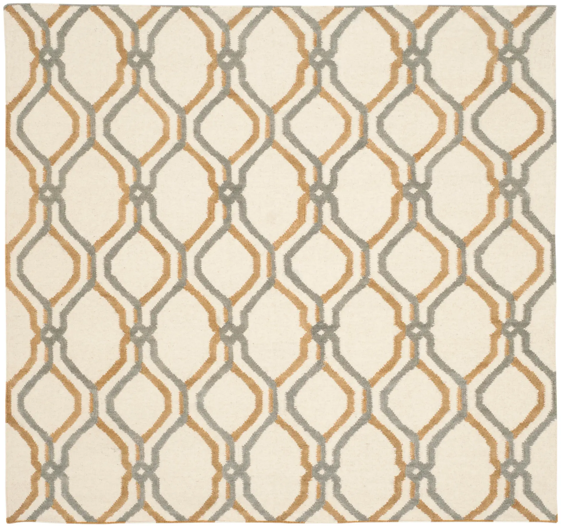 Dhurries Interlocking Lattice Hand-Woven Wool Rug