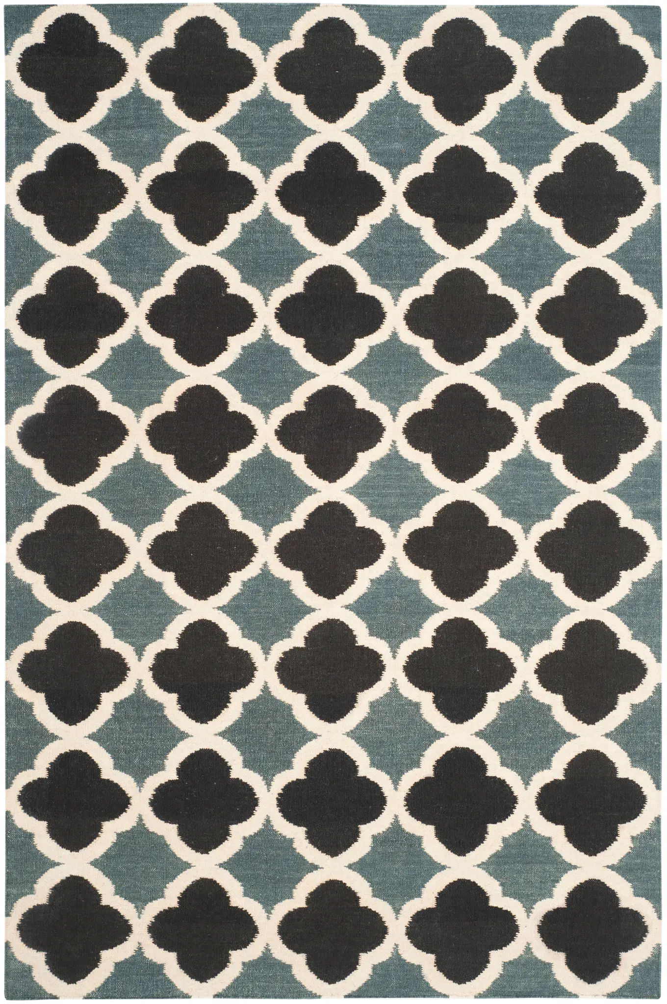 Dhurries Quatrefoil Trellis Hand-Woven Wool Rug