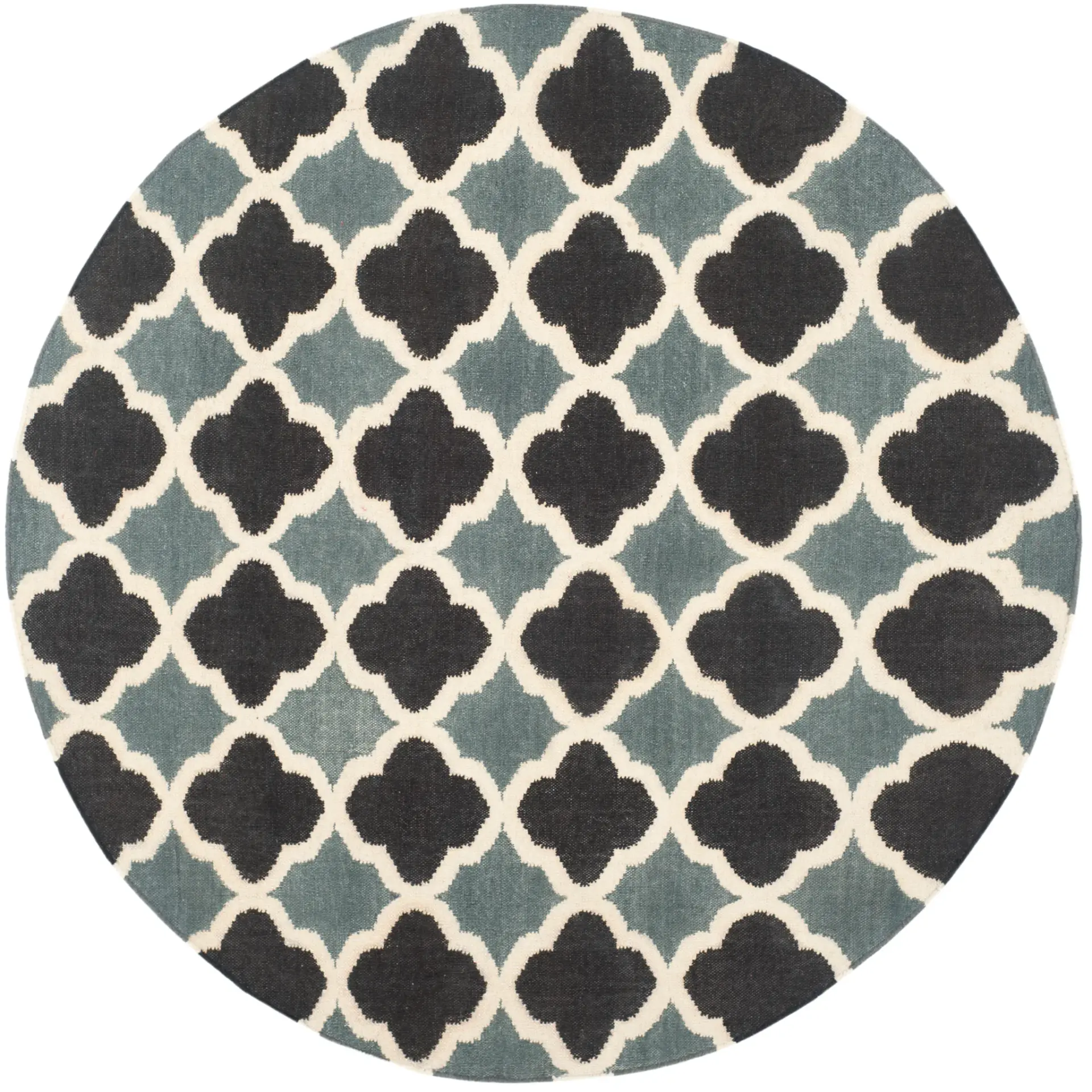 Dhurries Quatrefoil Trellis Hand-Woven Wool Rug