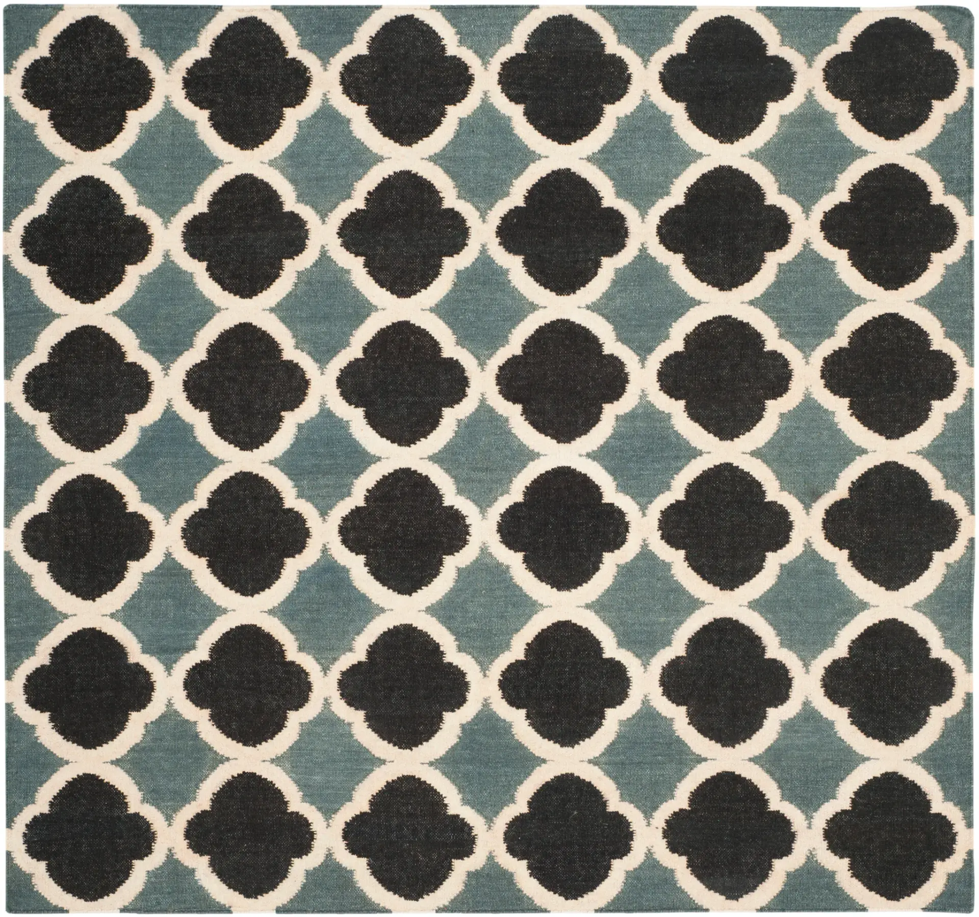 Dhurries Quatrefoil Trellis Hand-Woven Wool Rug