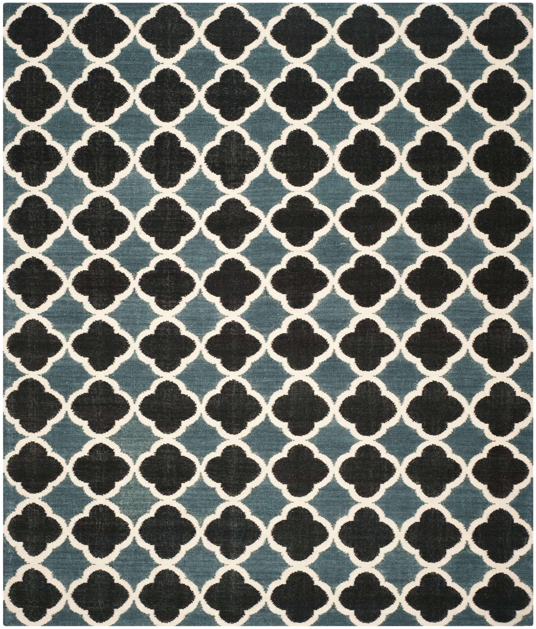 Dhurries Quatrefoil Trellis Hand-Woven Wool Rug