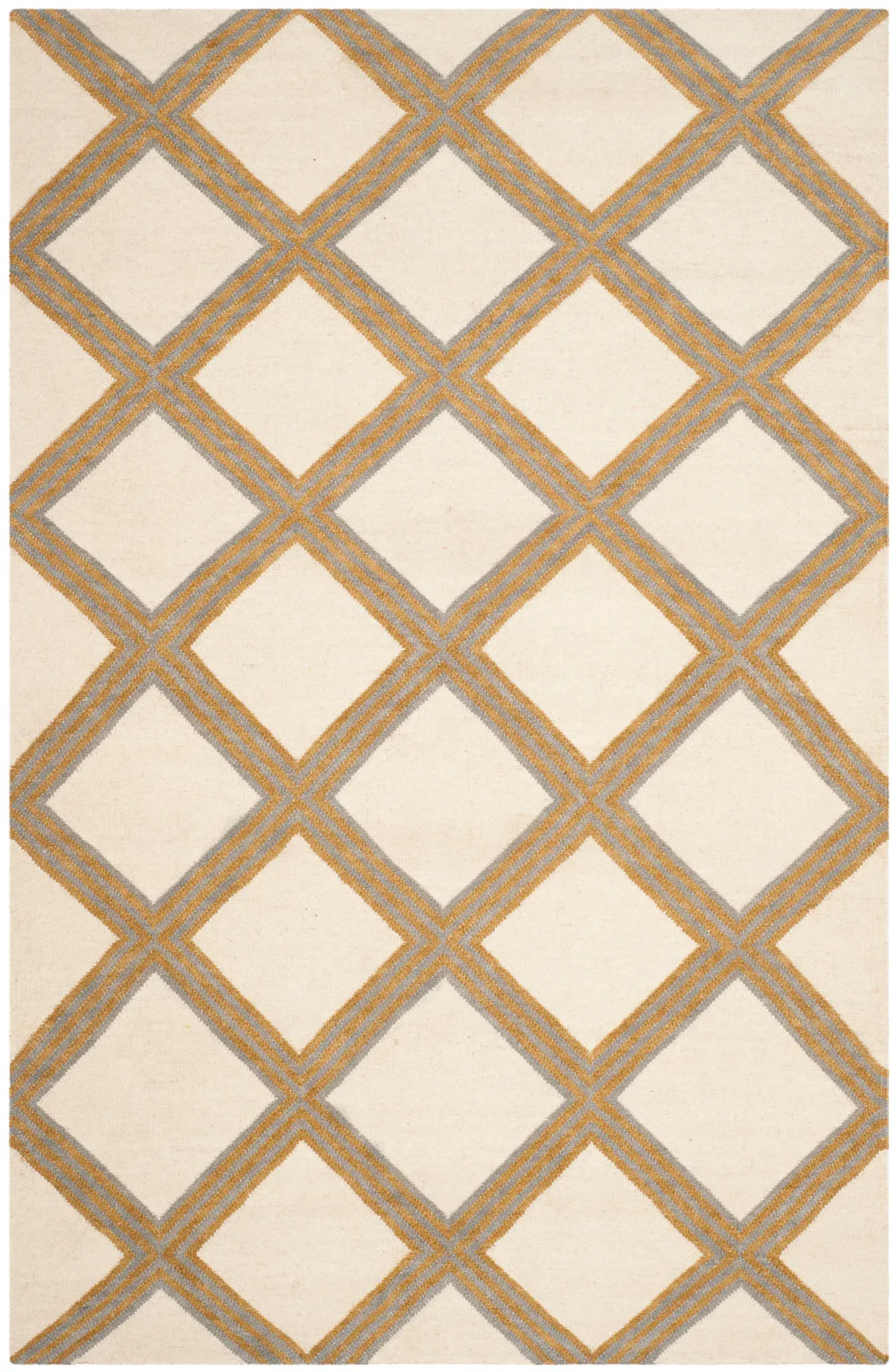 Dhurries Diamond Trellis Hand-Woven Wool Rug