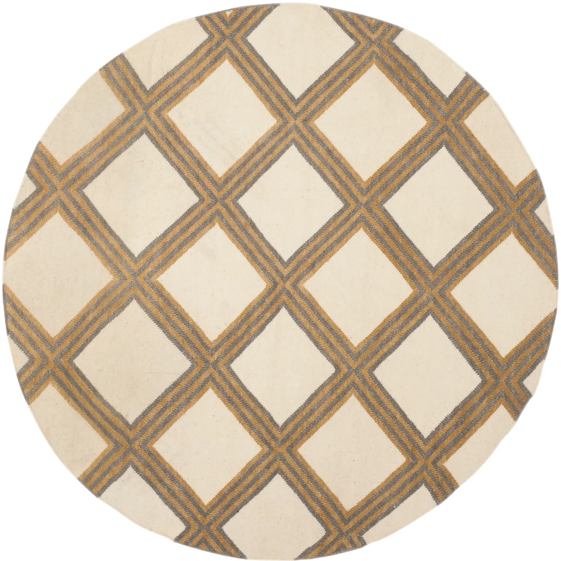 Dhurries Diamond Trellis Hand-Woven Wool Rug