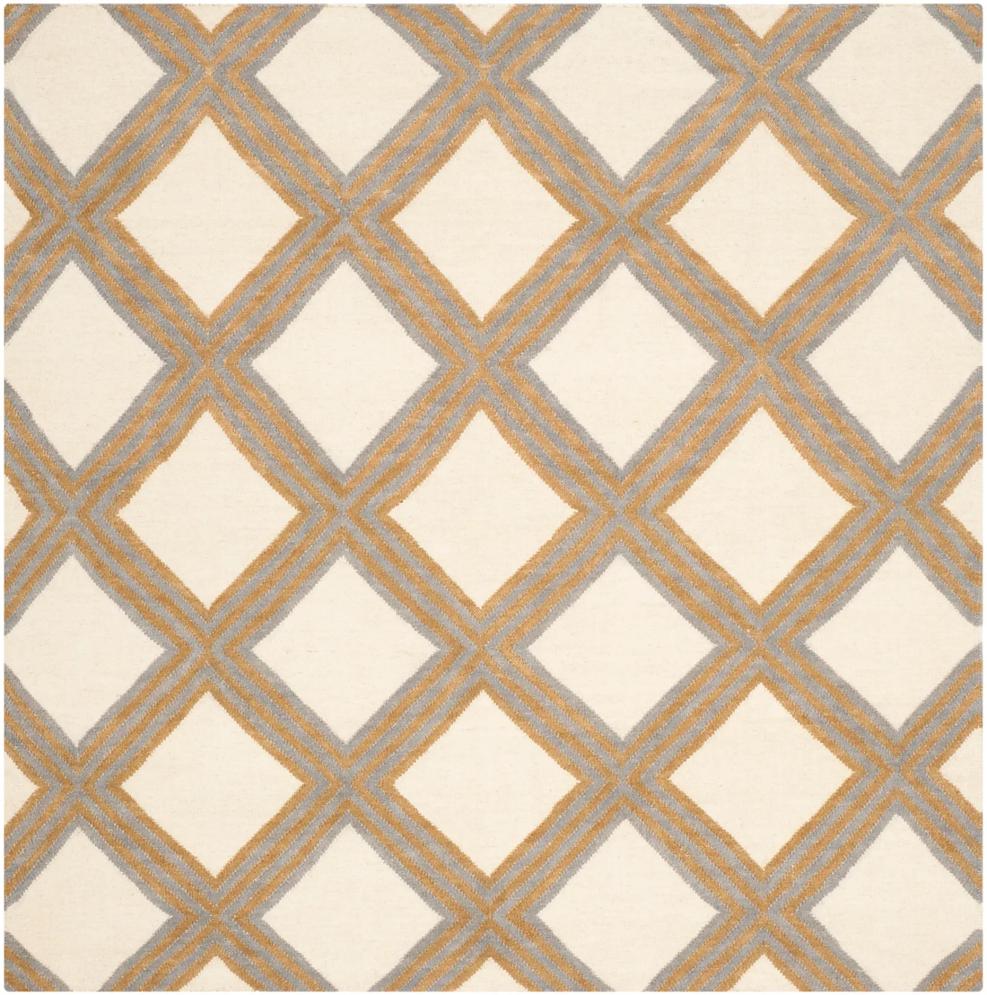Dhurries Diamond Trellis Hand-Woven Wool Rug