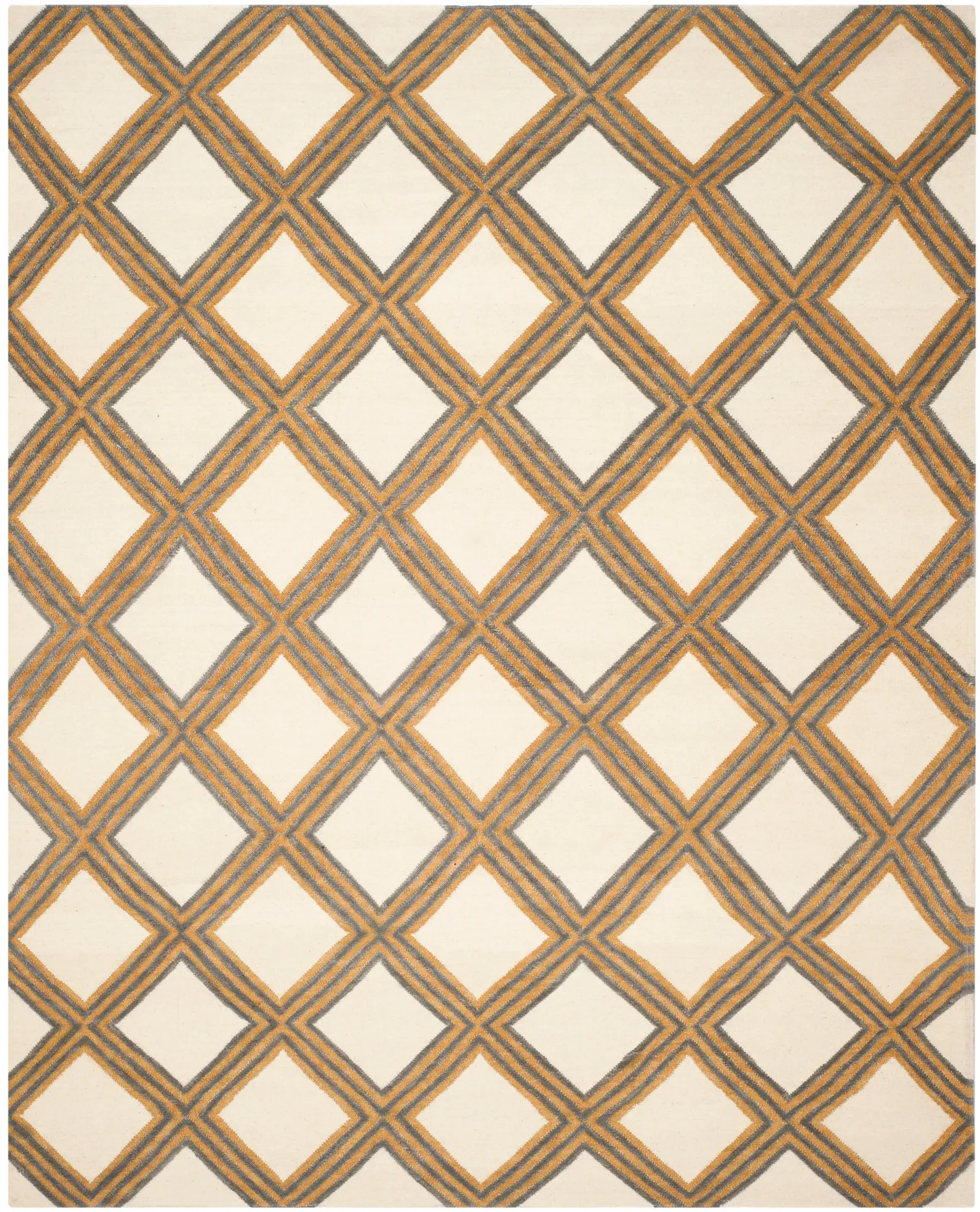 Dhurries Diamond Trellis Hand-Woven Wool Rug