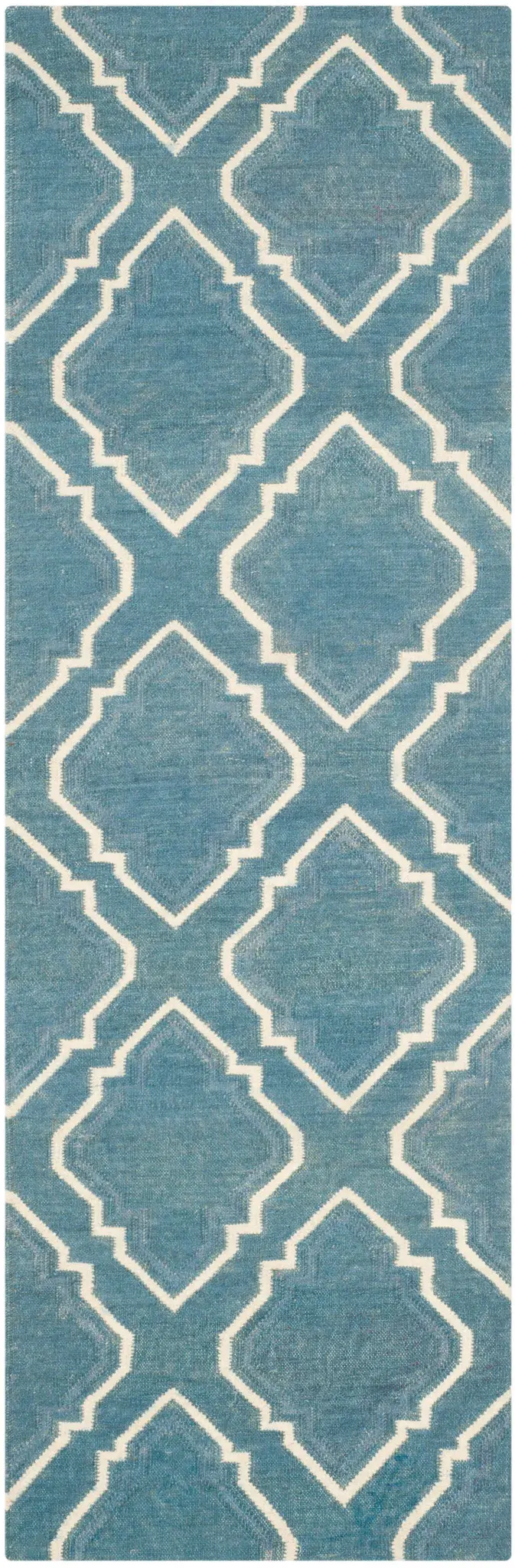 Dhurries Stepped Ogee Trellis Hand-Woven Wool Rug