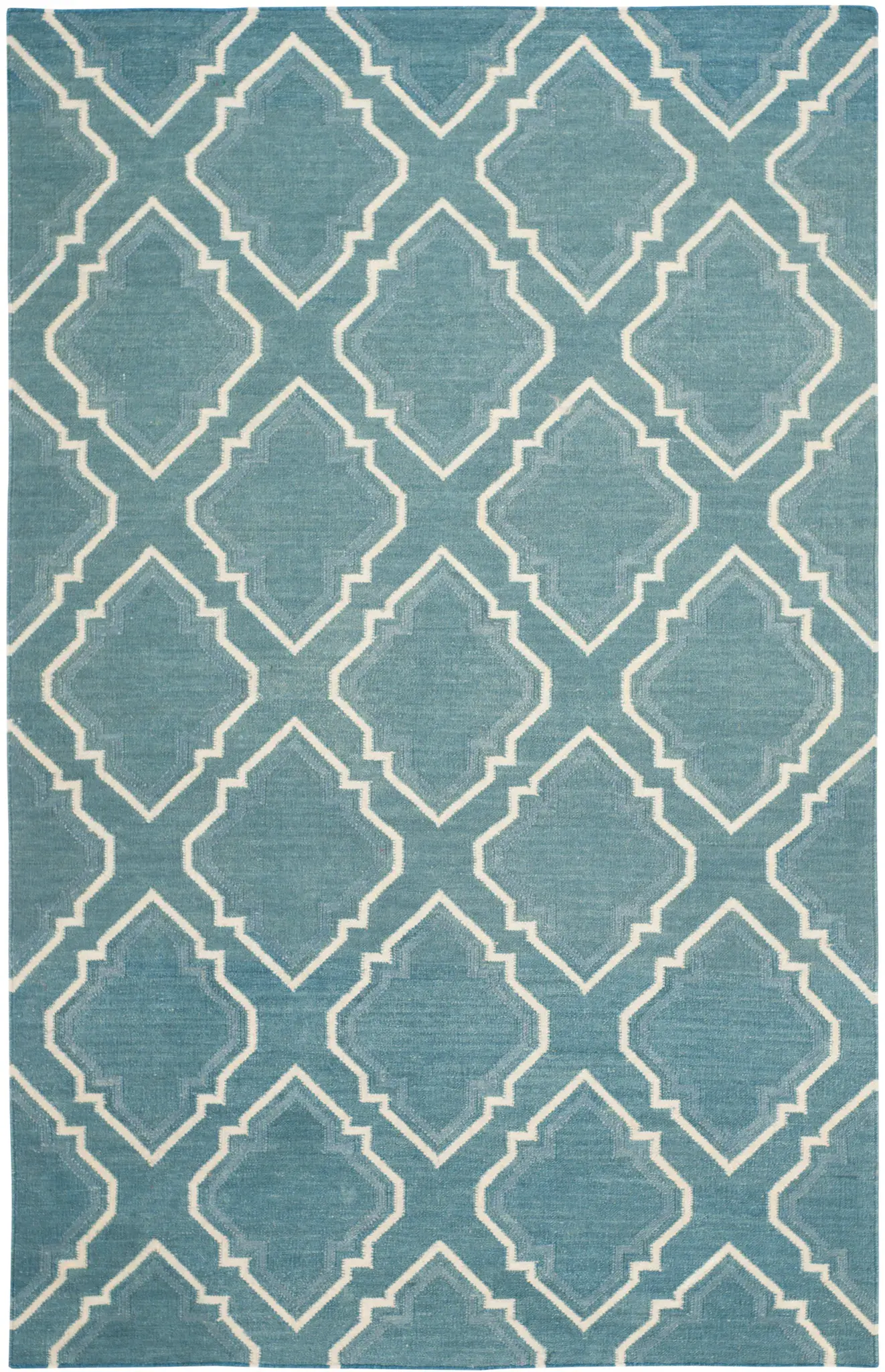 Dhurries Stepped Ogee Trellis Hand-Woven Wool Rug
