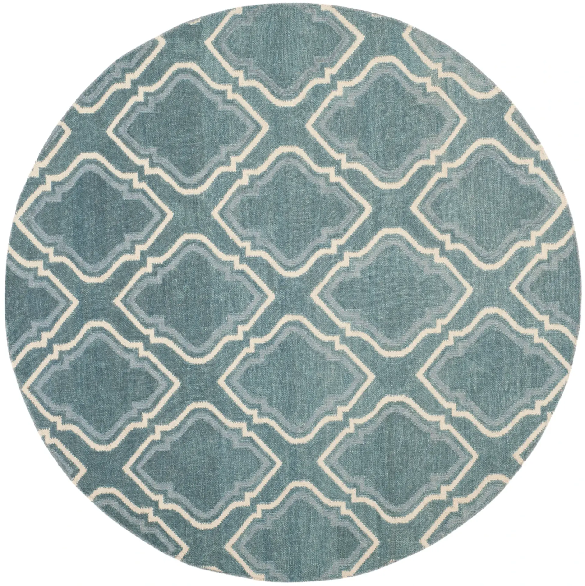 Dhurries Stepped Ogee Trellis Hand-Woven Wool Rug