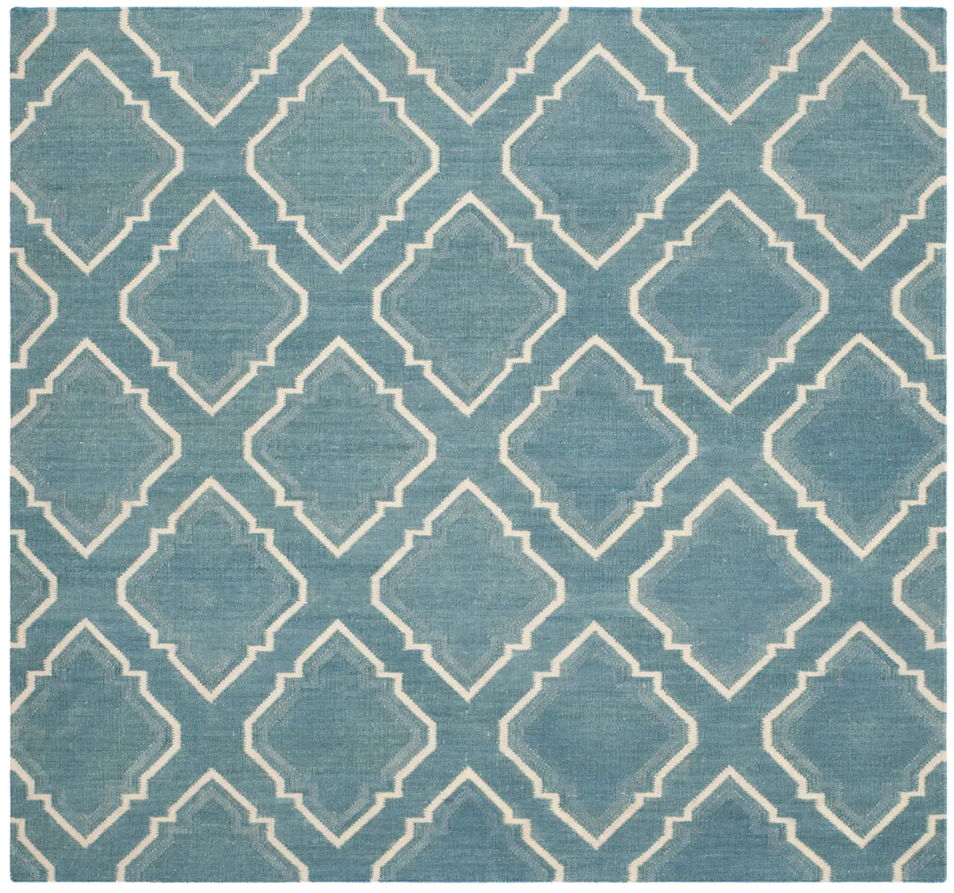 Dhurries Stepped Ogee Trellis Hand-Woven Wool Rug