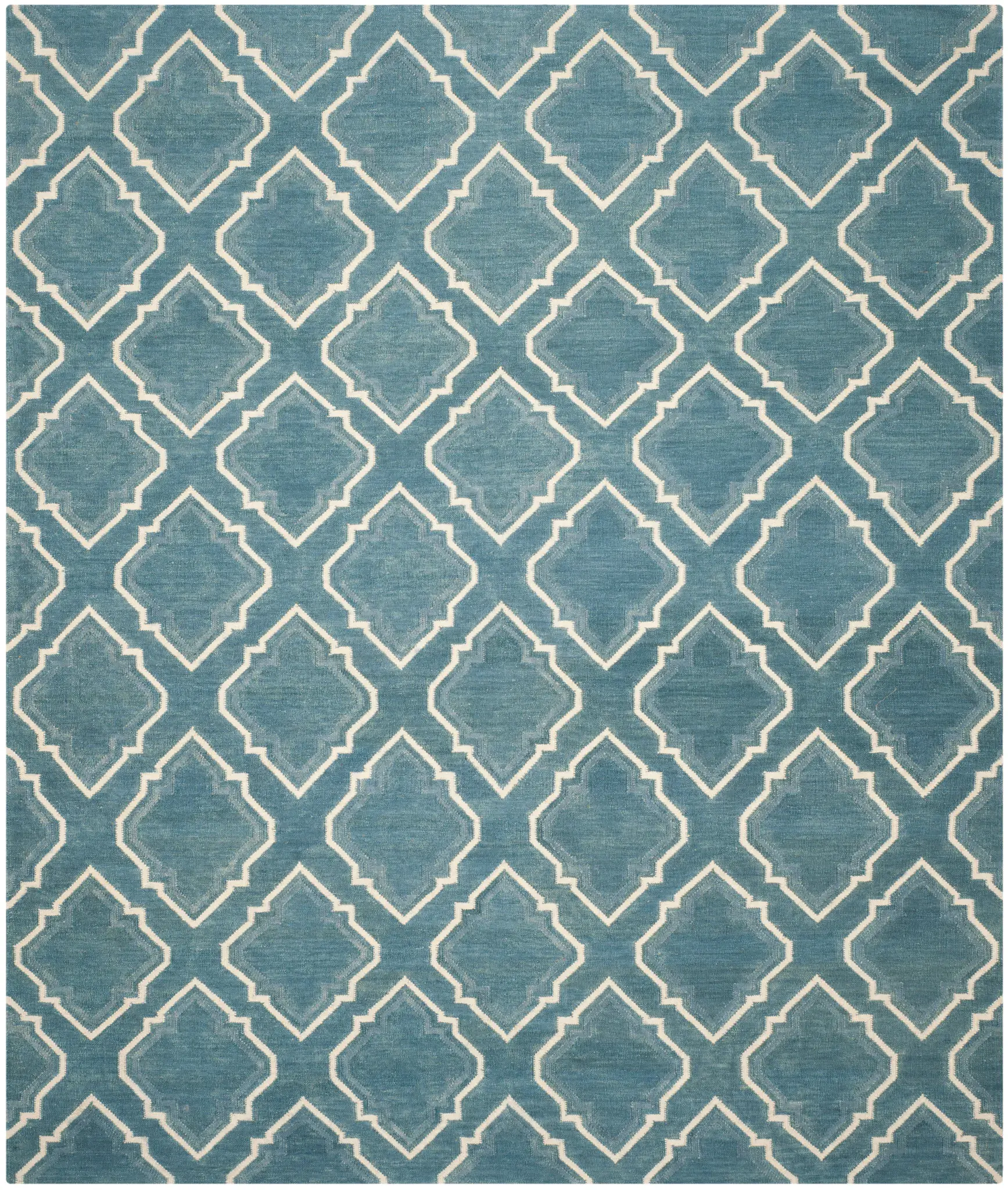 Dhurries Stepped Ogee Trellis Hand-Woven Wool Rug