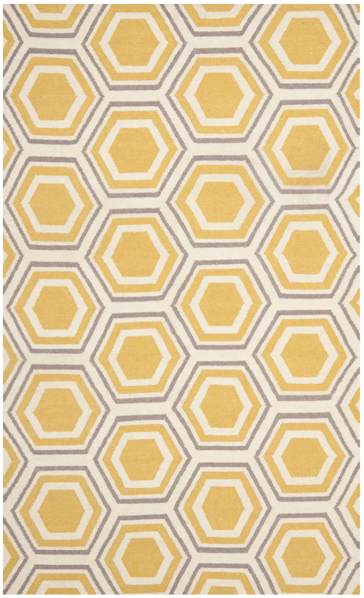 Dhurries Nested Hexagon Hand-Woven Wool Rug