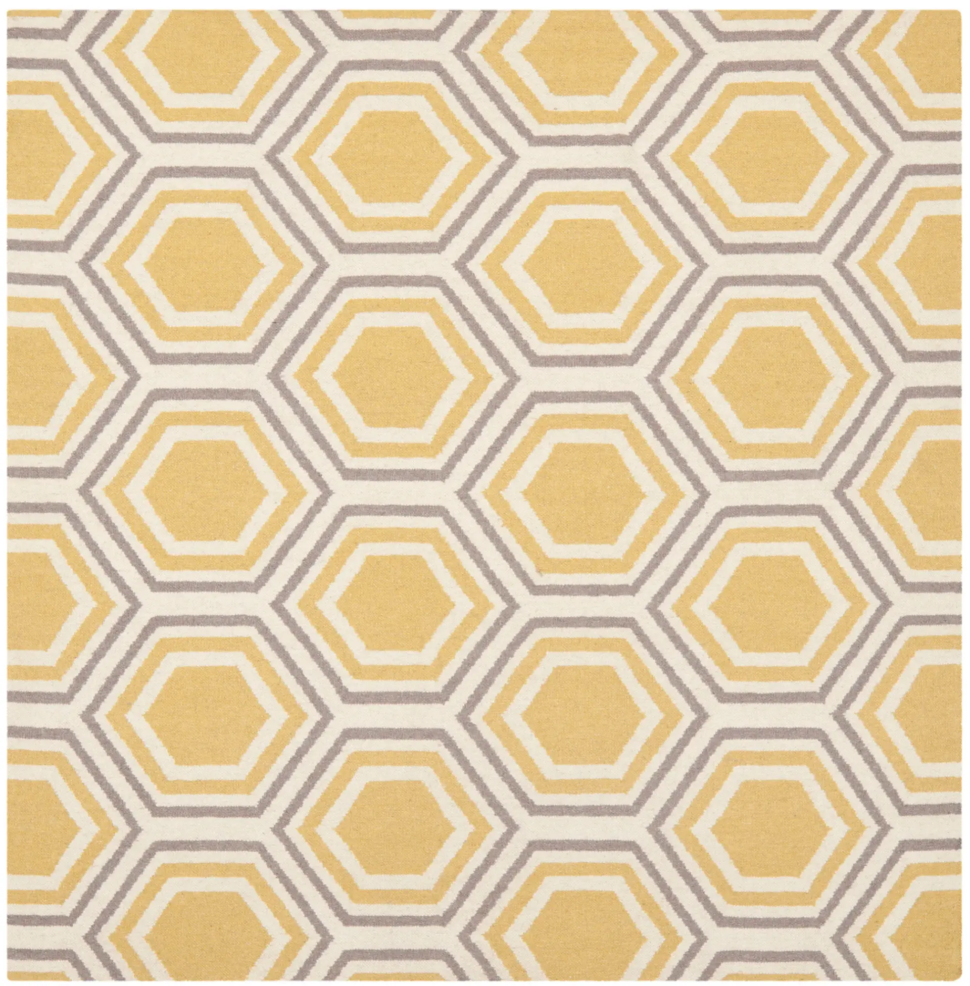 Dhurries Nested Hexagon Hand-Woven Wool Rug