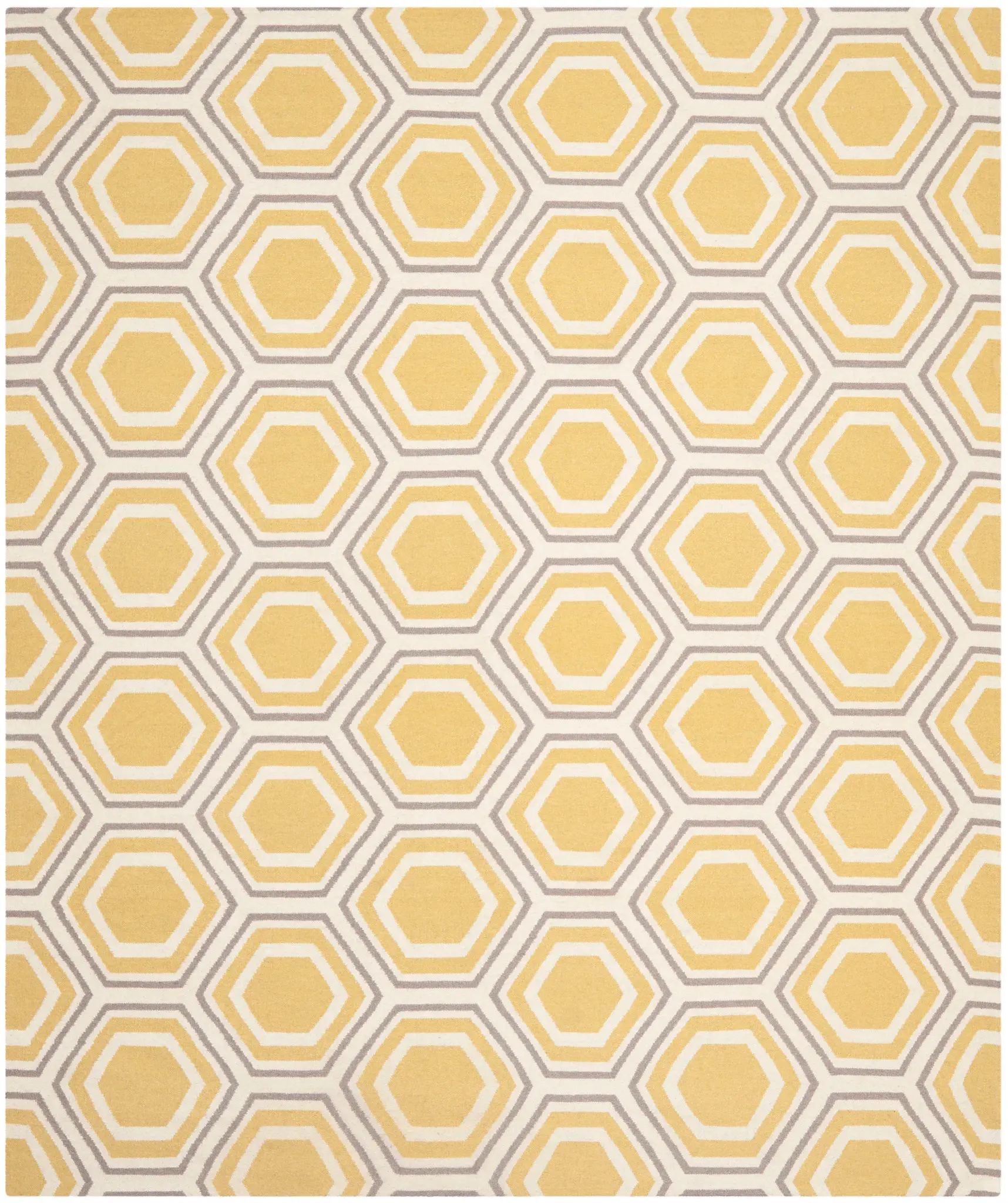 Dhurries Nested Hexagon Hand-Woven Wool Rug