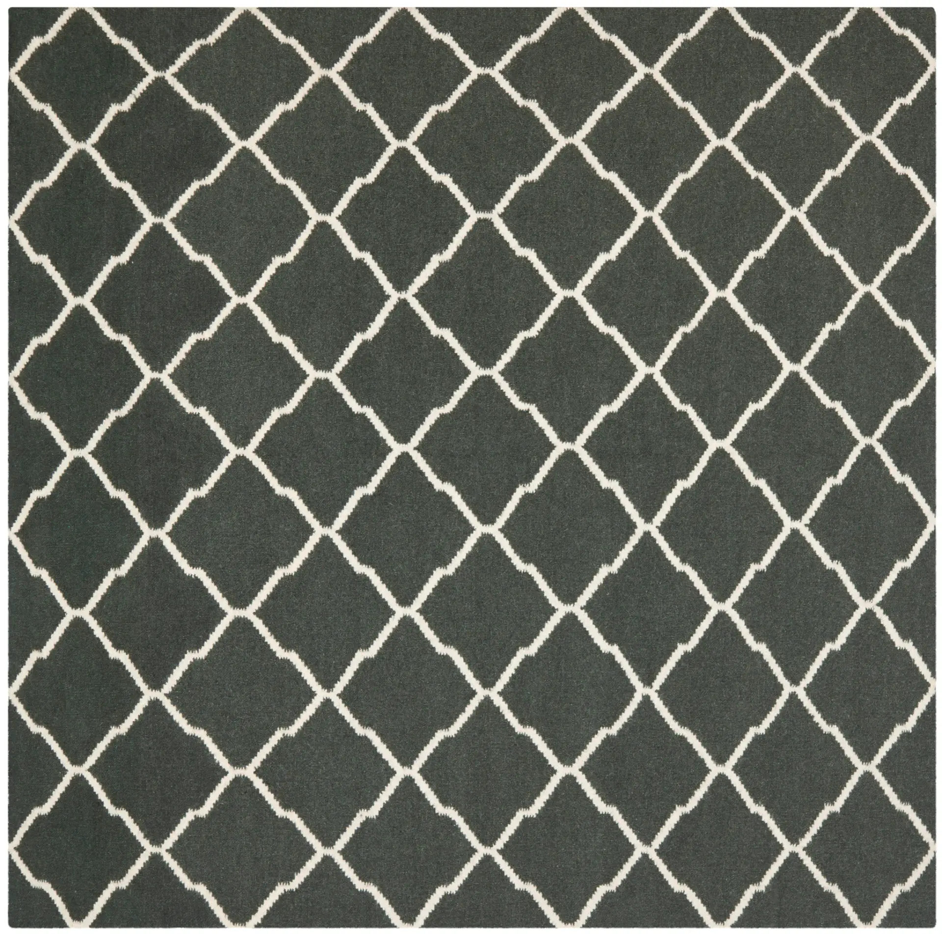 Dhurries Diamond Lattice Hand-Woven Wool Rug