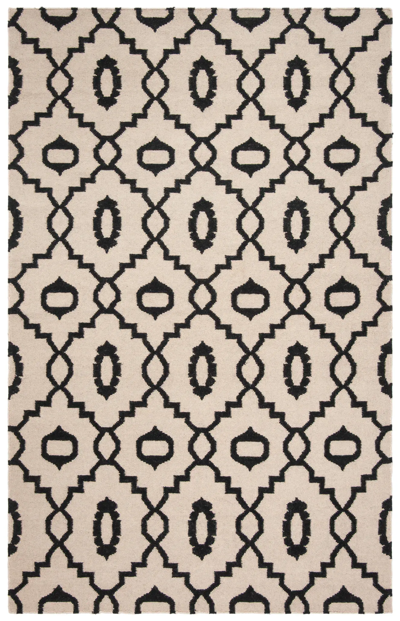 Dhurries Stepped Lattice Hand-Woven Wool Rug