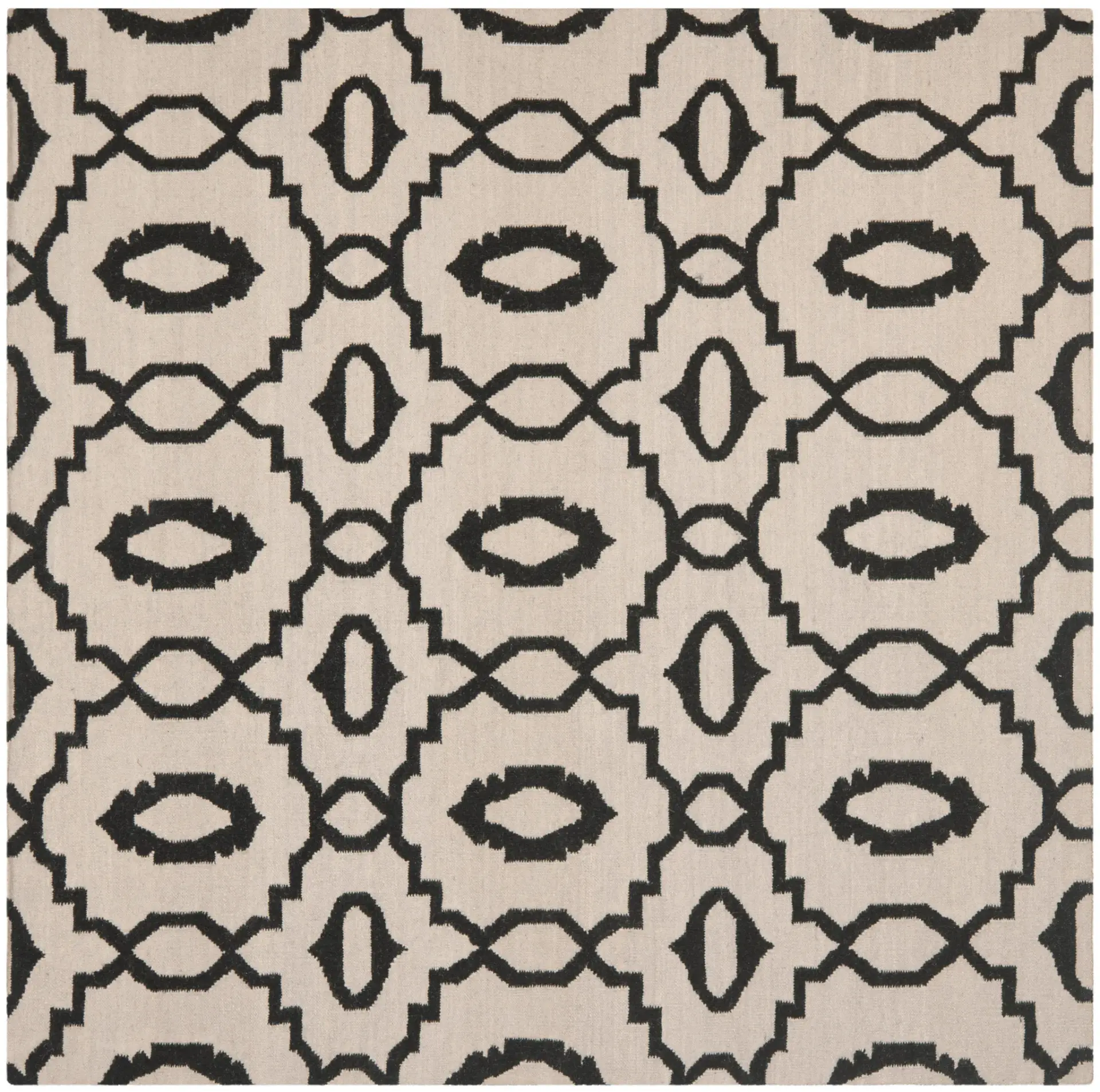 Dhurries Stepped Lattice Hand-Woven Wool Rug