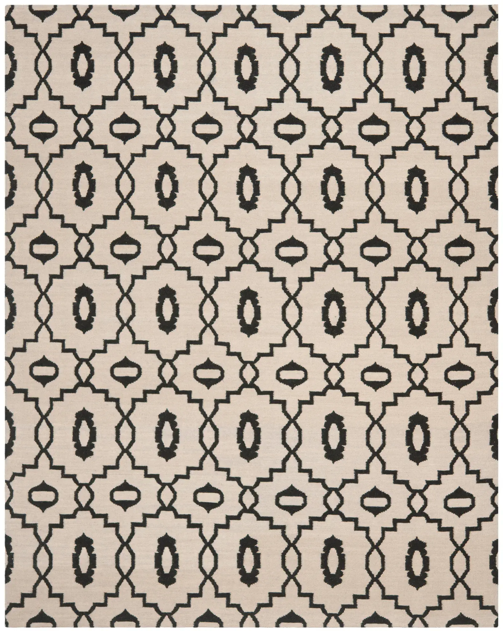 Dhurries Stepped Lattice Hand-Woven Wool Rug