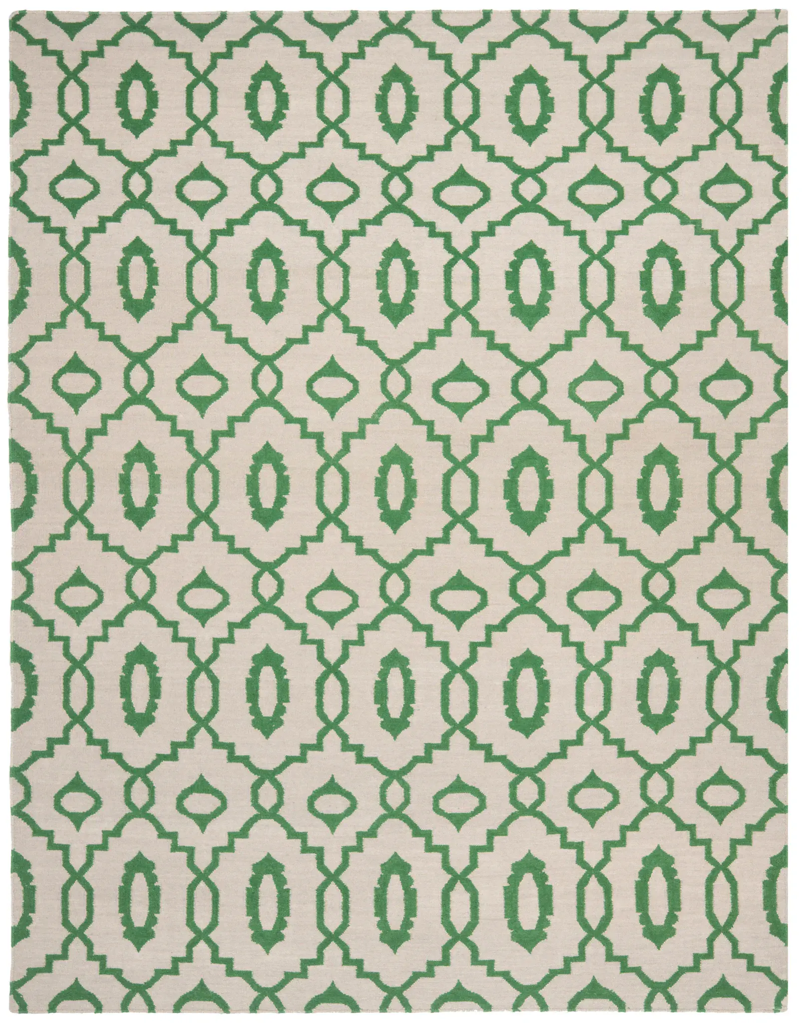 Dhurries Stepped Lattice Hand-Woven Wool Rug