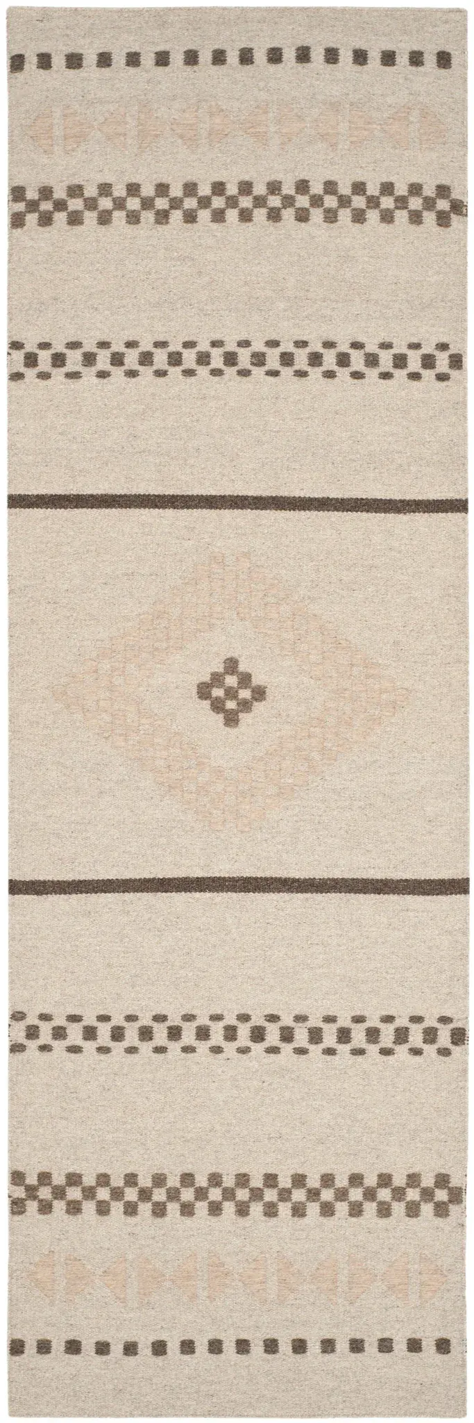 Dhurries Banded Diamond Hand-Woven Wool Rug