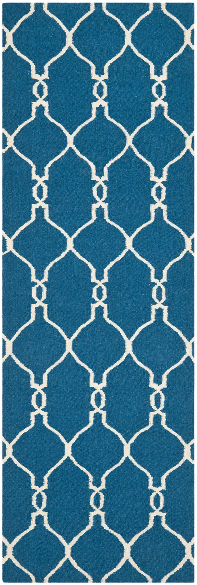 Dhurries Linked Trellis Hand-Woven Wool Rug