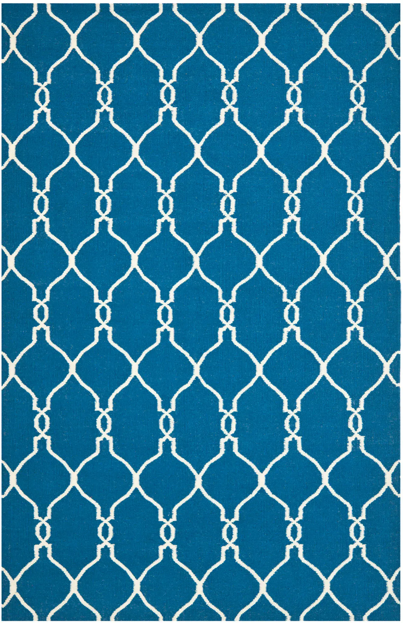 Dhurries Linked Trellis Hand-Woven Wool Rug
