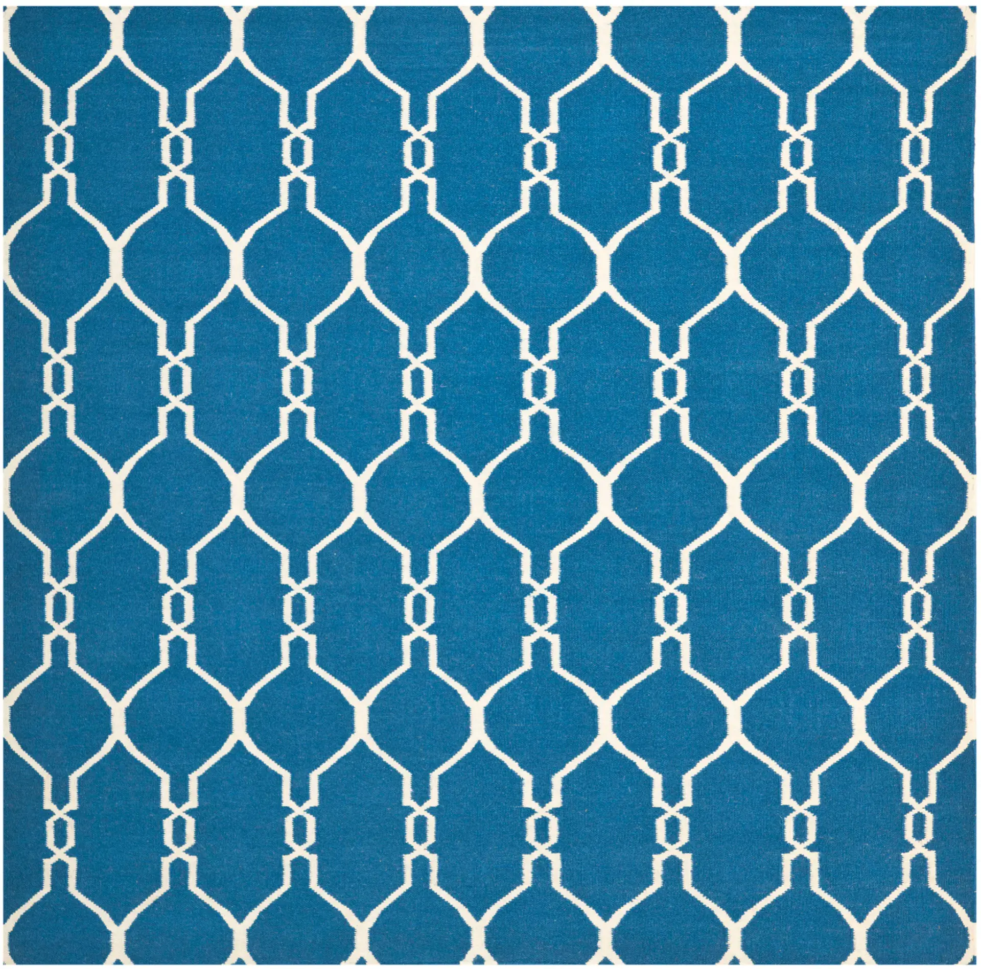 Dhurries Linked Trellis Hand-Woven Wool Rug