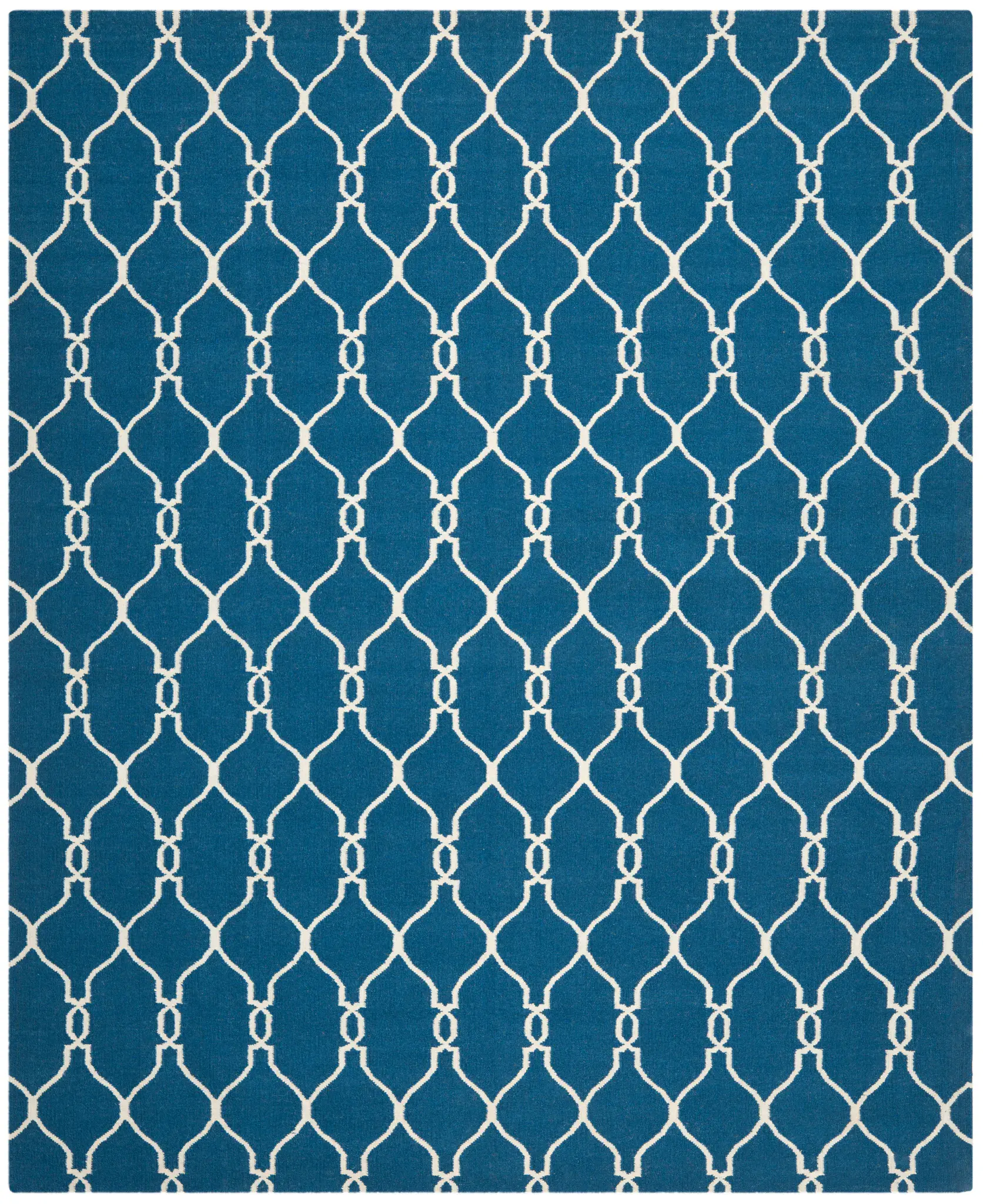 Dhurries Linked Trellis Hand-Woven Wool Rug