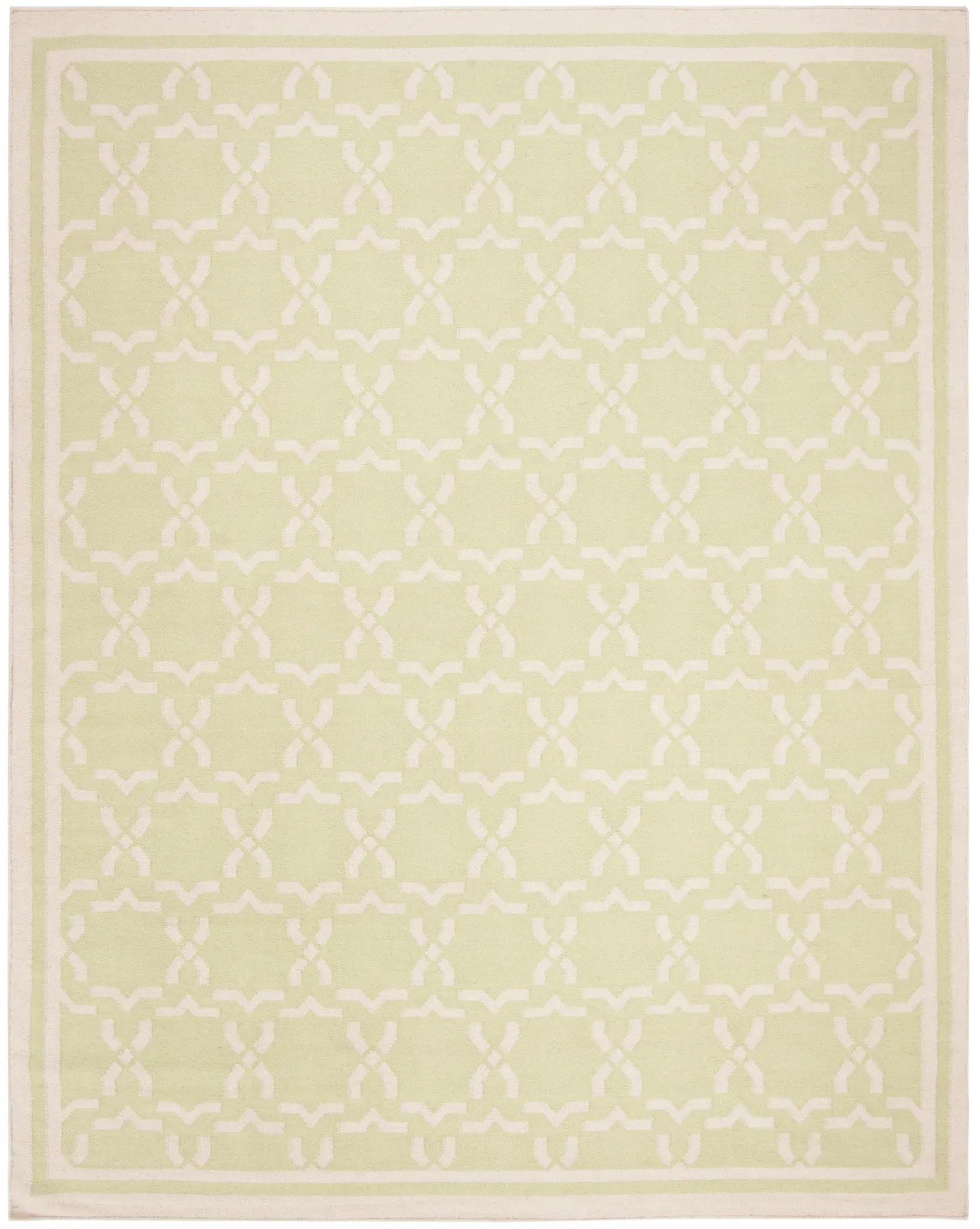 Dhurries Bordered Geometric Trellis Hand-Woven Rug