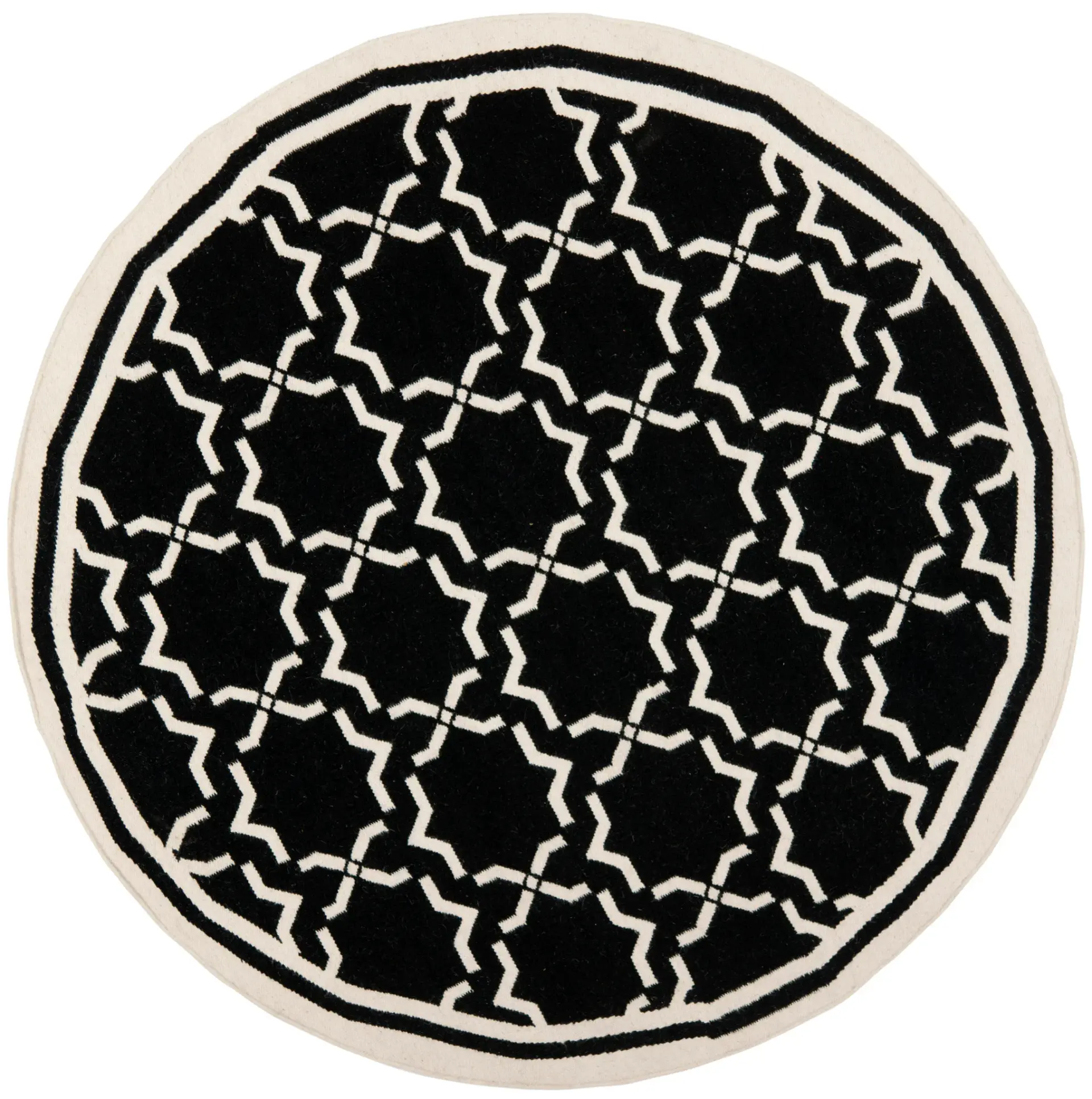 Dhurries Bordered Geometric Trellis Hand-Woven Rug