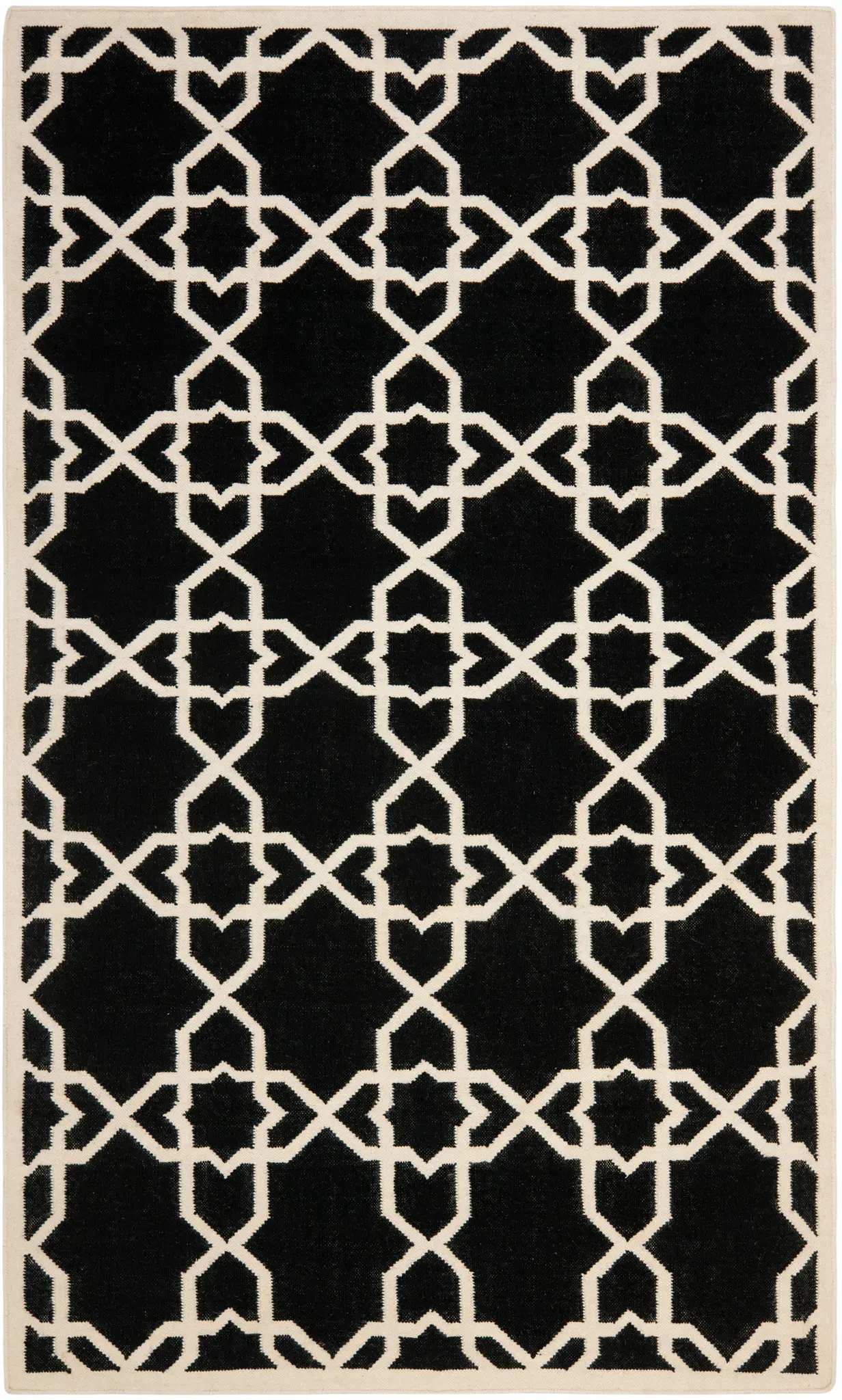 Dhurries Geometric Trellis Hand-Woven Rug