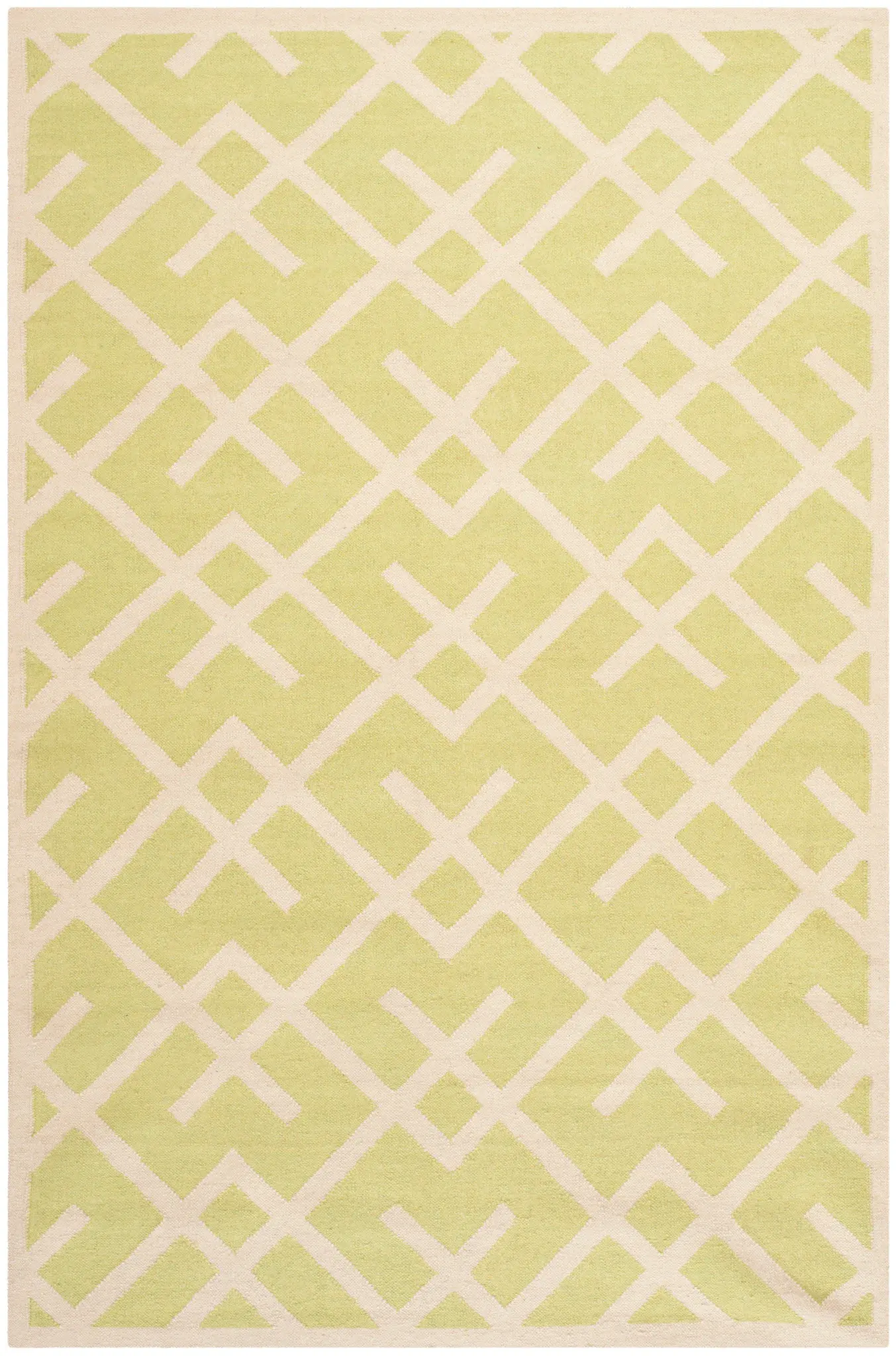 Dhurries Interlocking Lattice Hand-Woven Rug