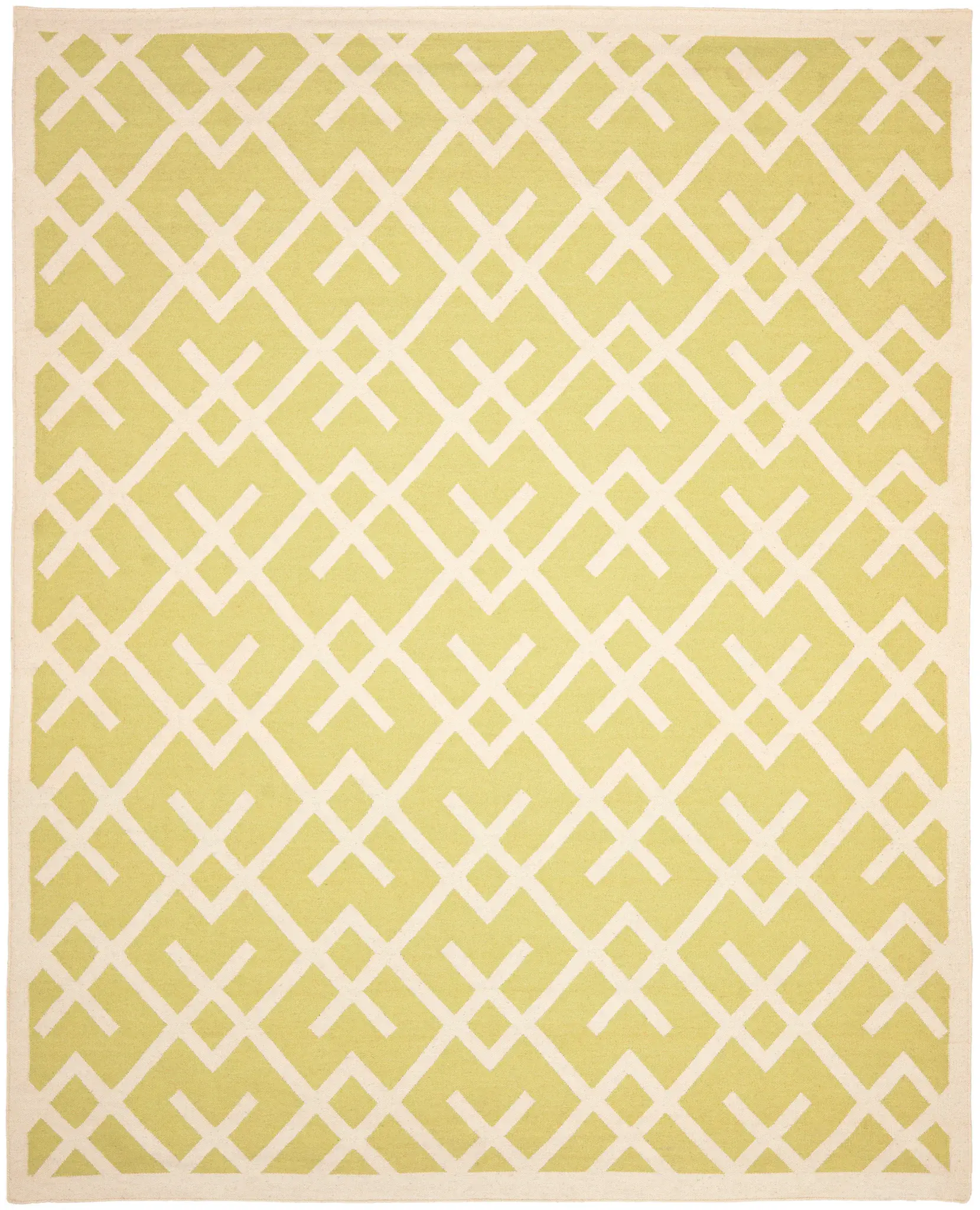 Dhurries Interlocking Lattice Hand-Woven Rug