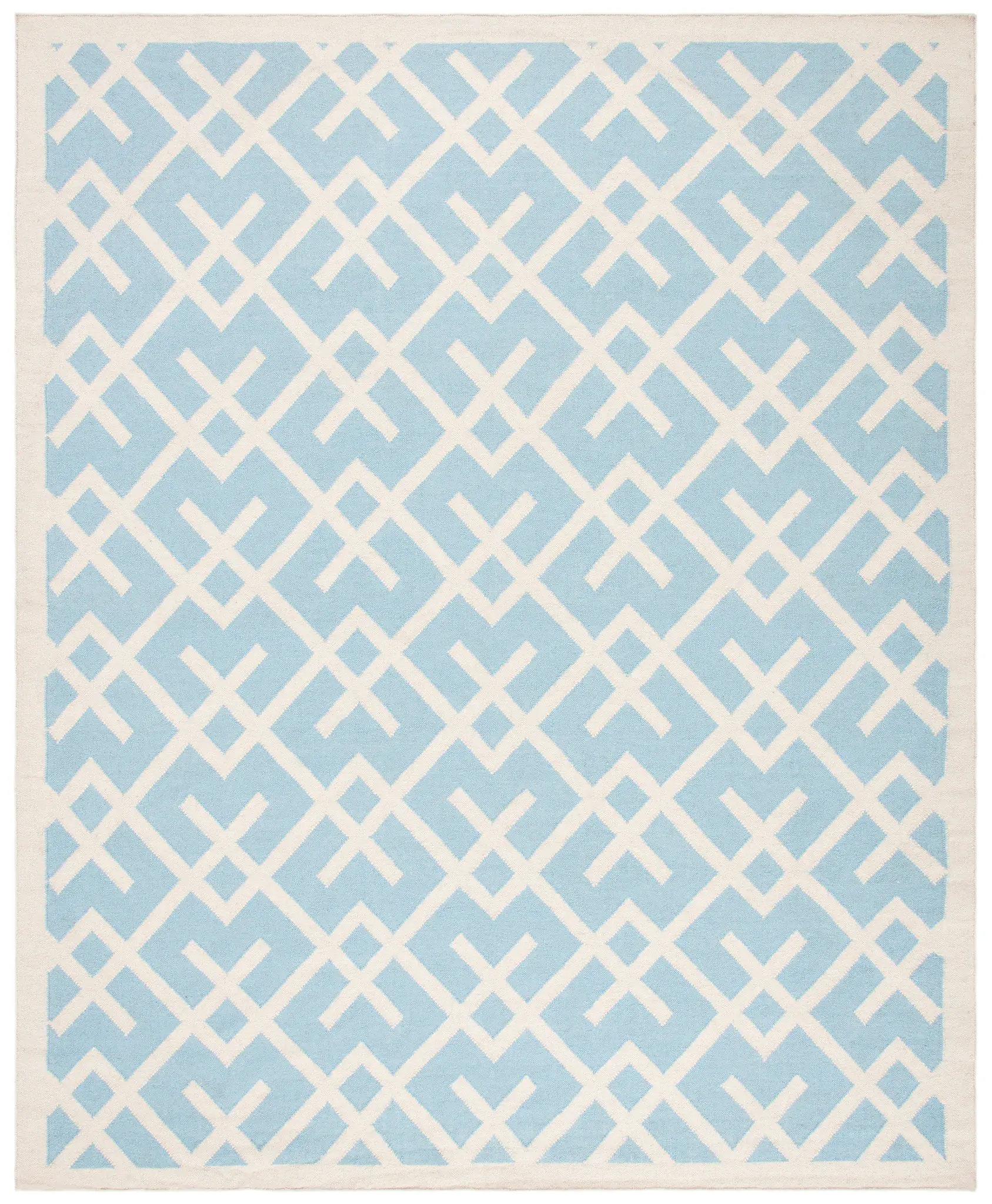 Dhurries Interlocking Lattice Hand-Woven Rug