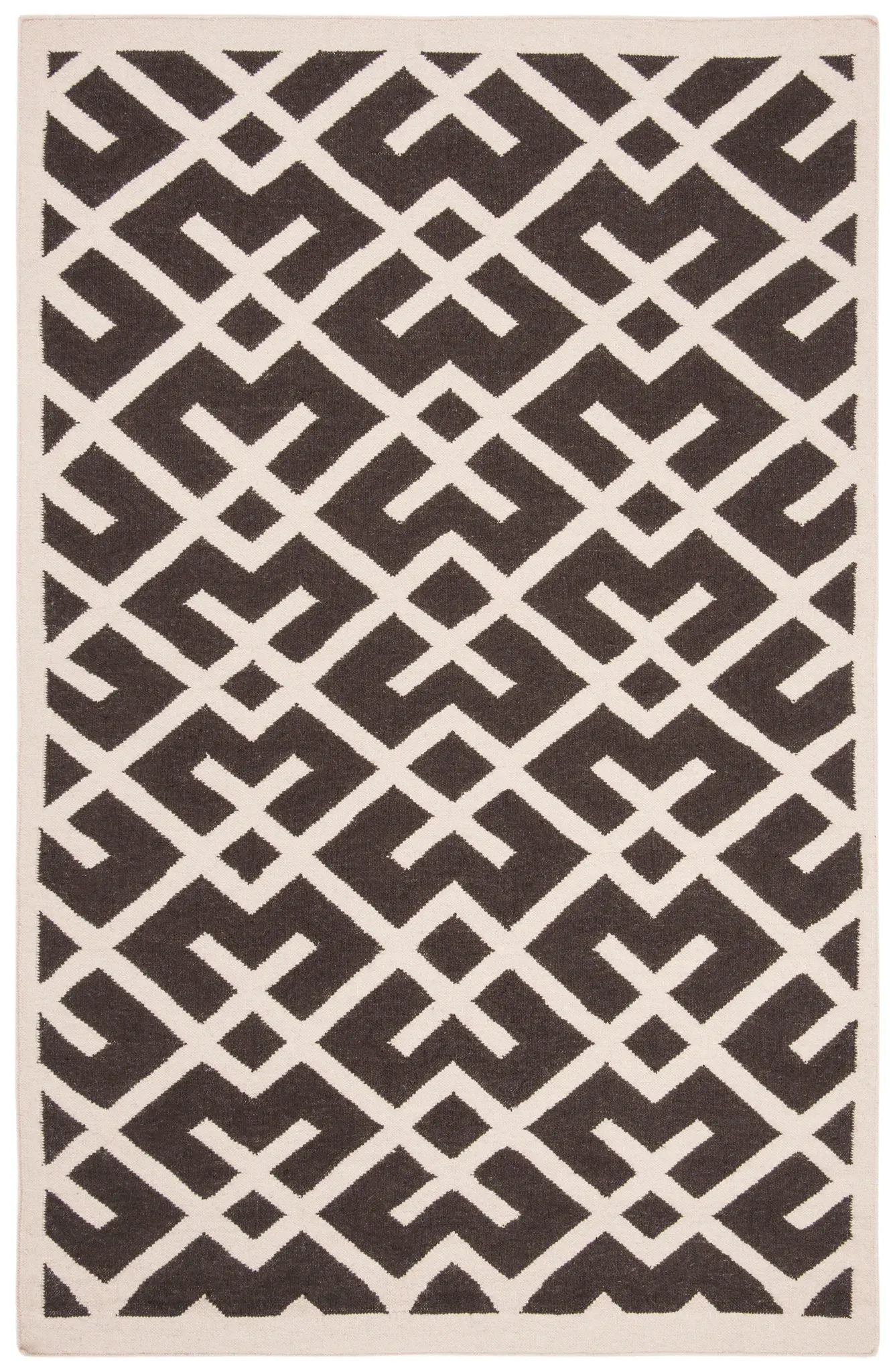 Dhurries Interlocking Lattice Hand-Woven Rug