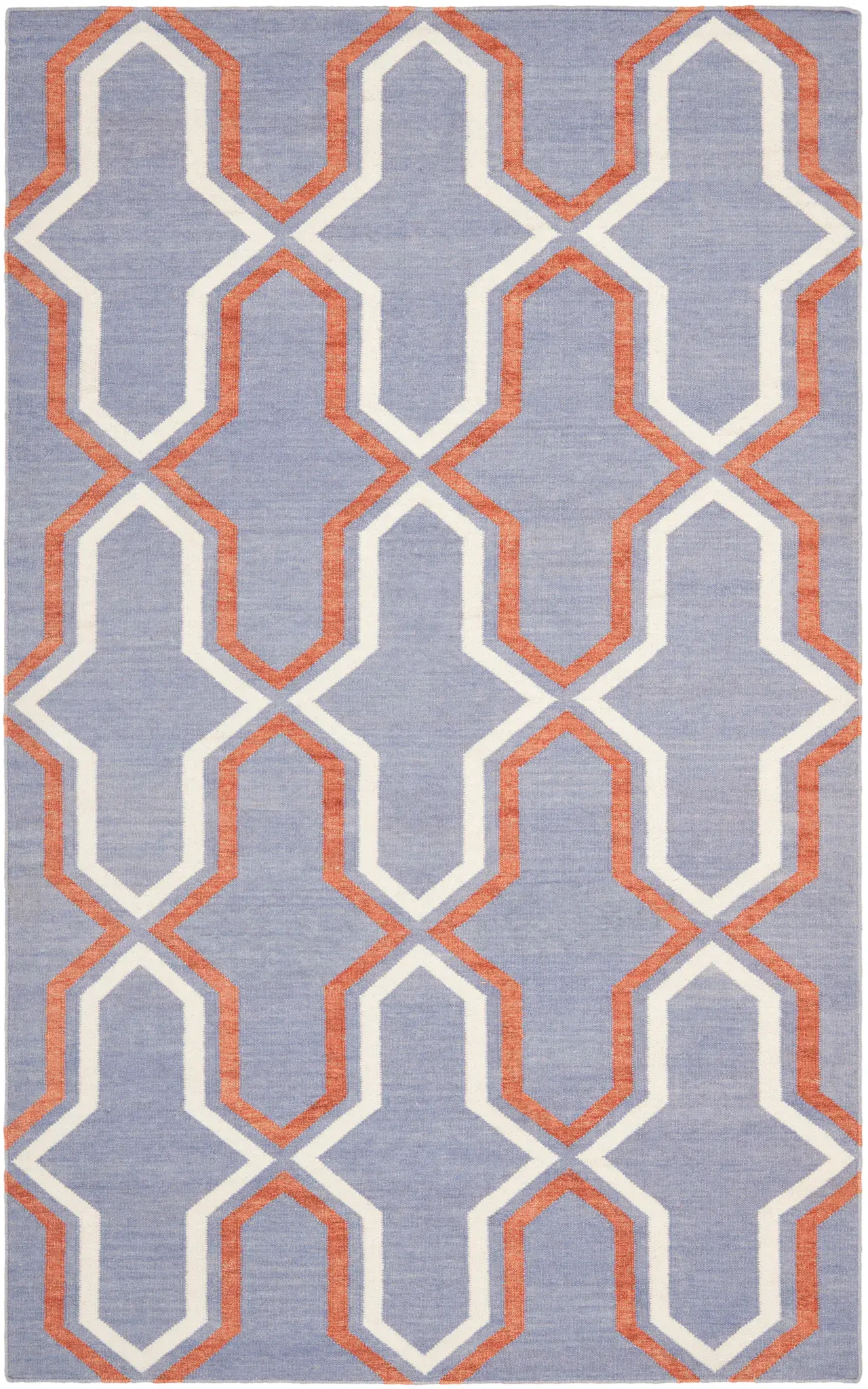 Dhurries Geometric Trellis Hand-Woven Wool Rug