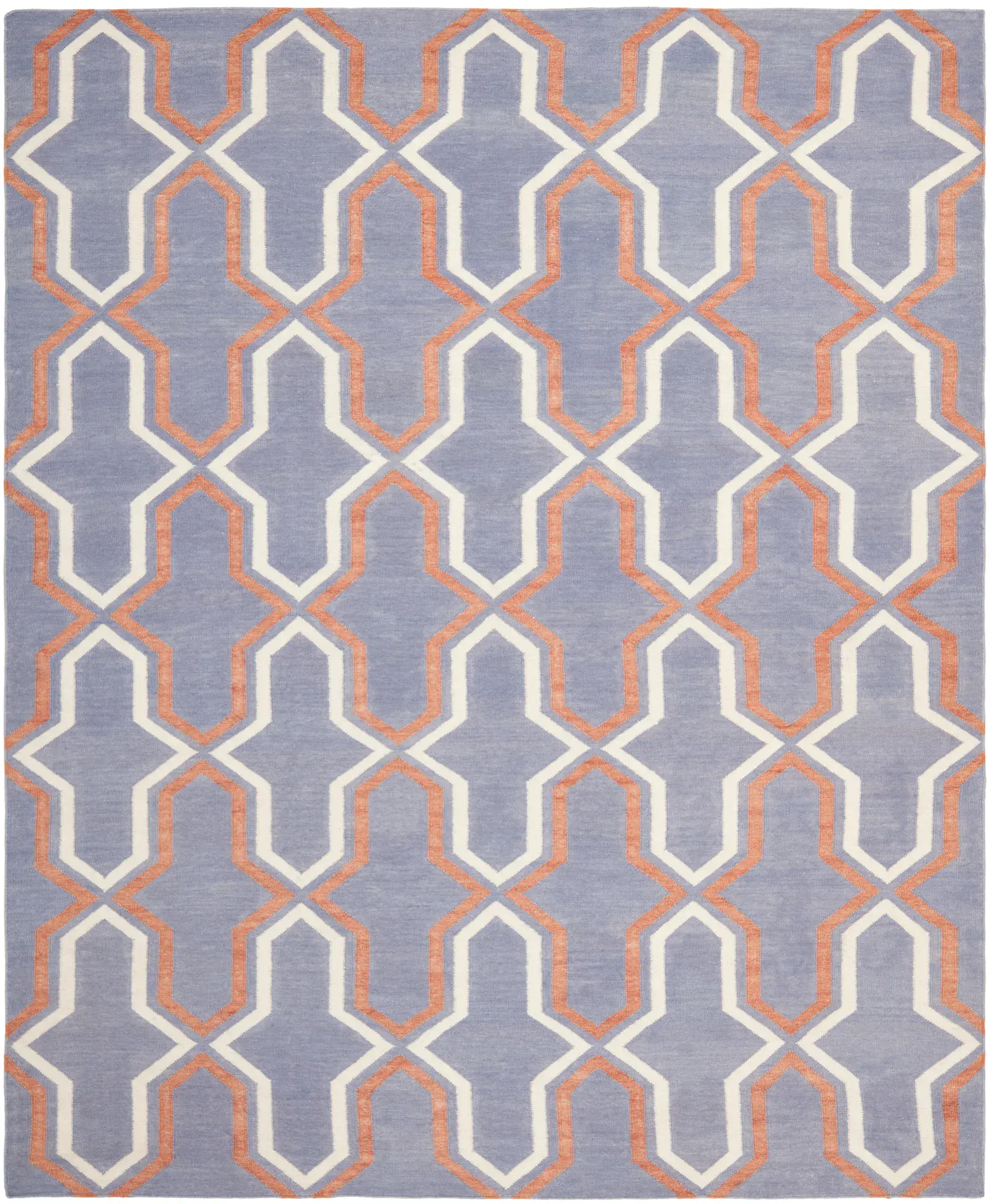 Dhurries Geometric Trellis Hand-Woven Wool Rug