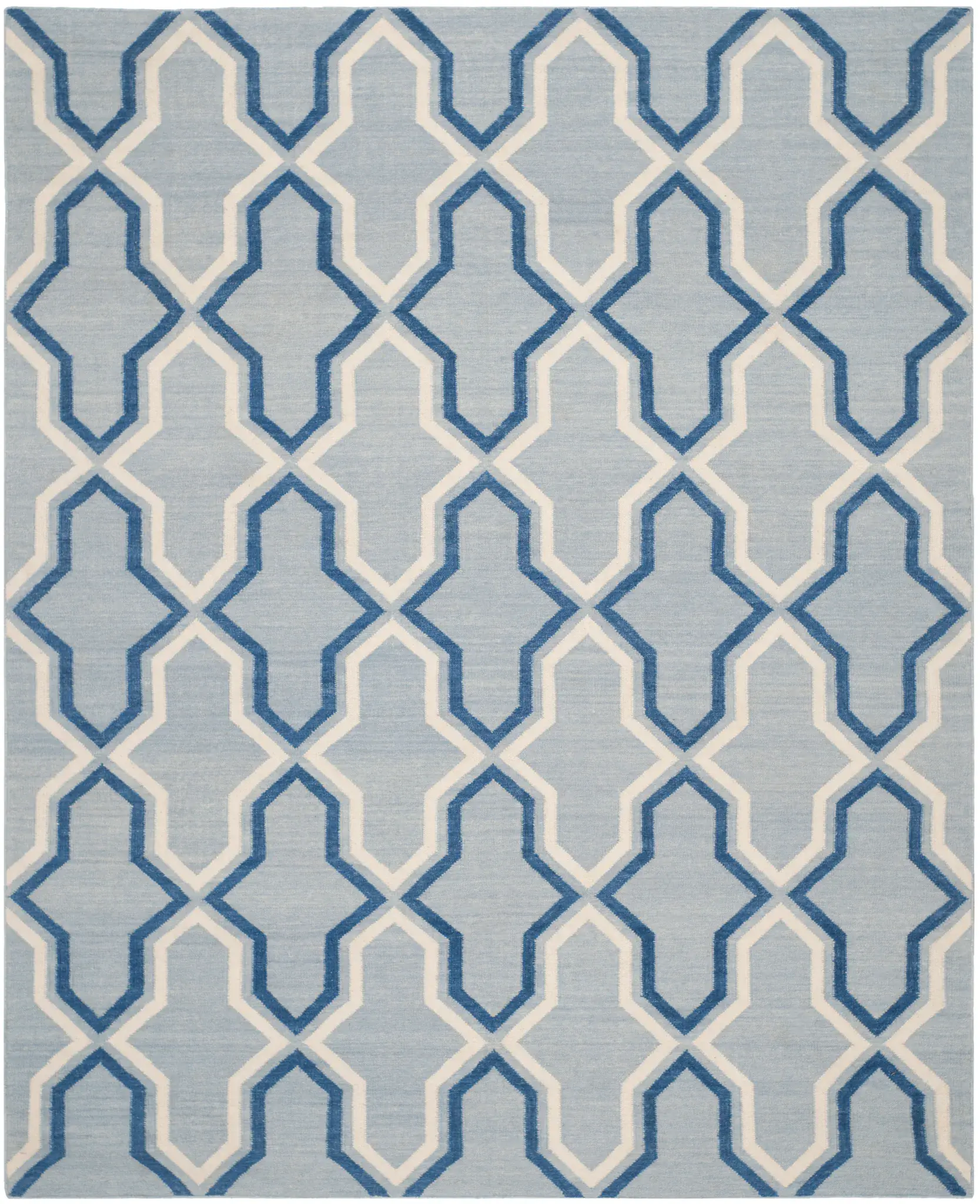 Dhurries Geometric Trellis Hand-Woven Wool Rug