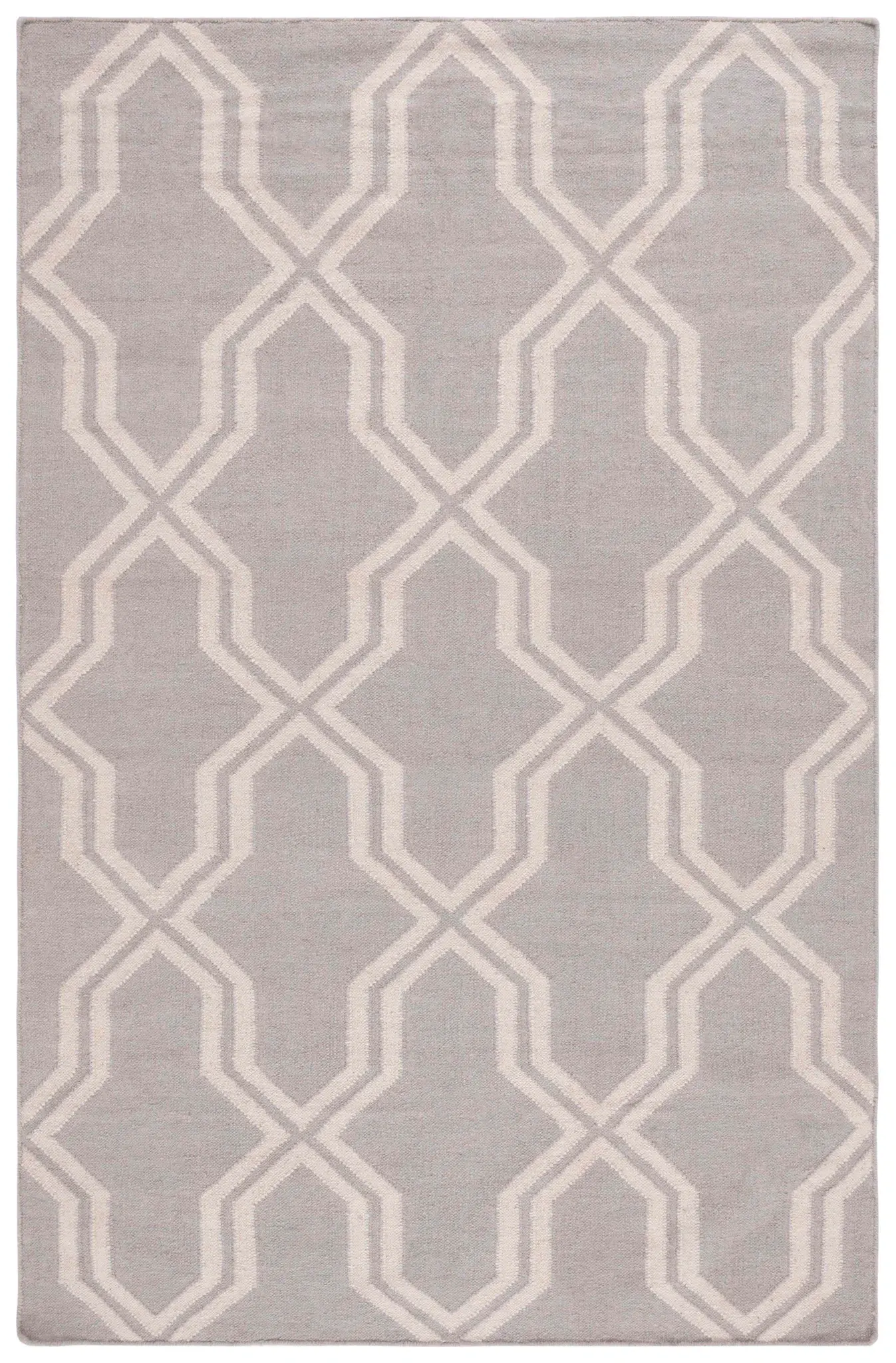 Dhurries Geometric Trellis Hand-Woven Wool Rug