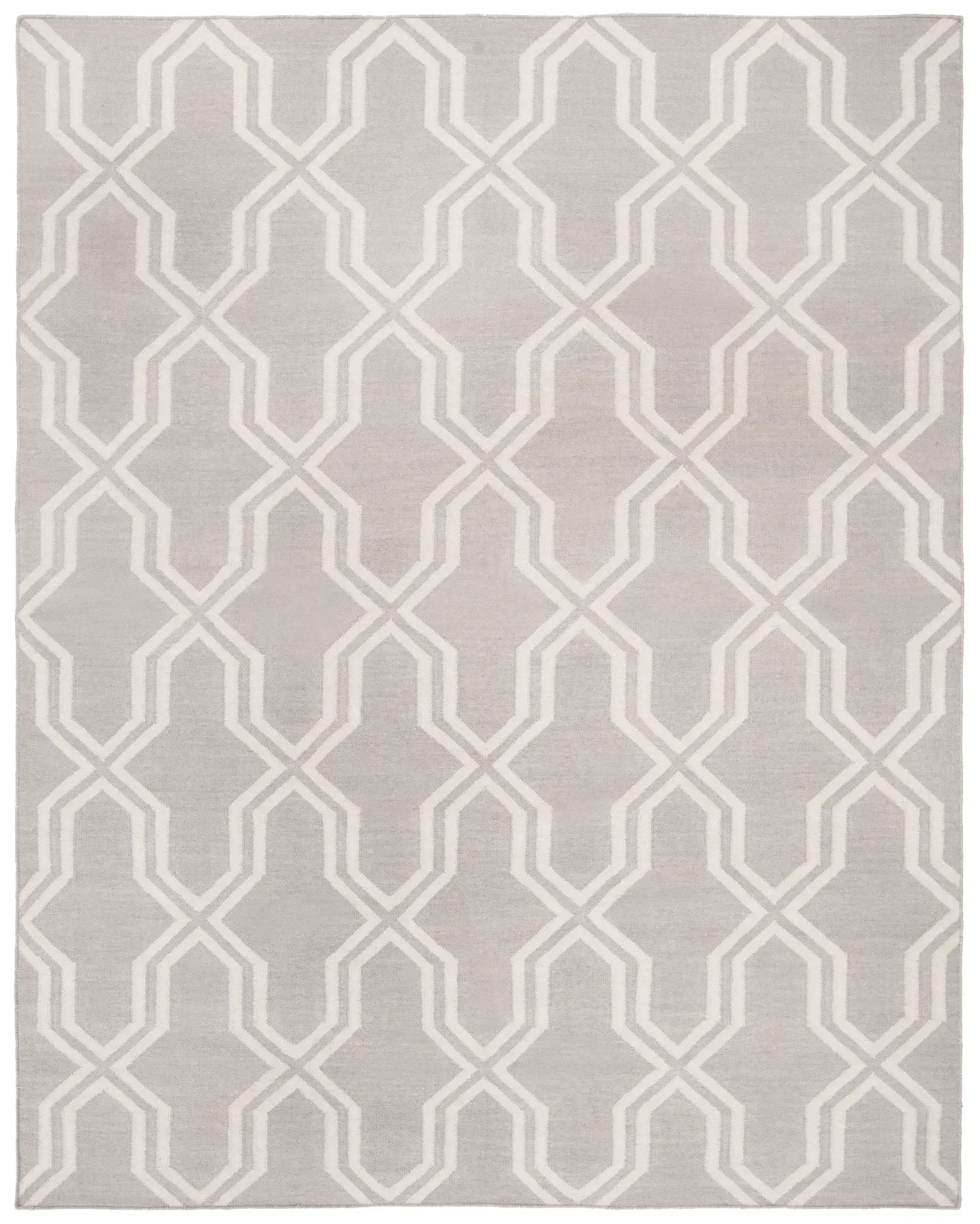 Dhurries Geometric Trellis Hand-Woven Wool Rug