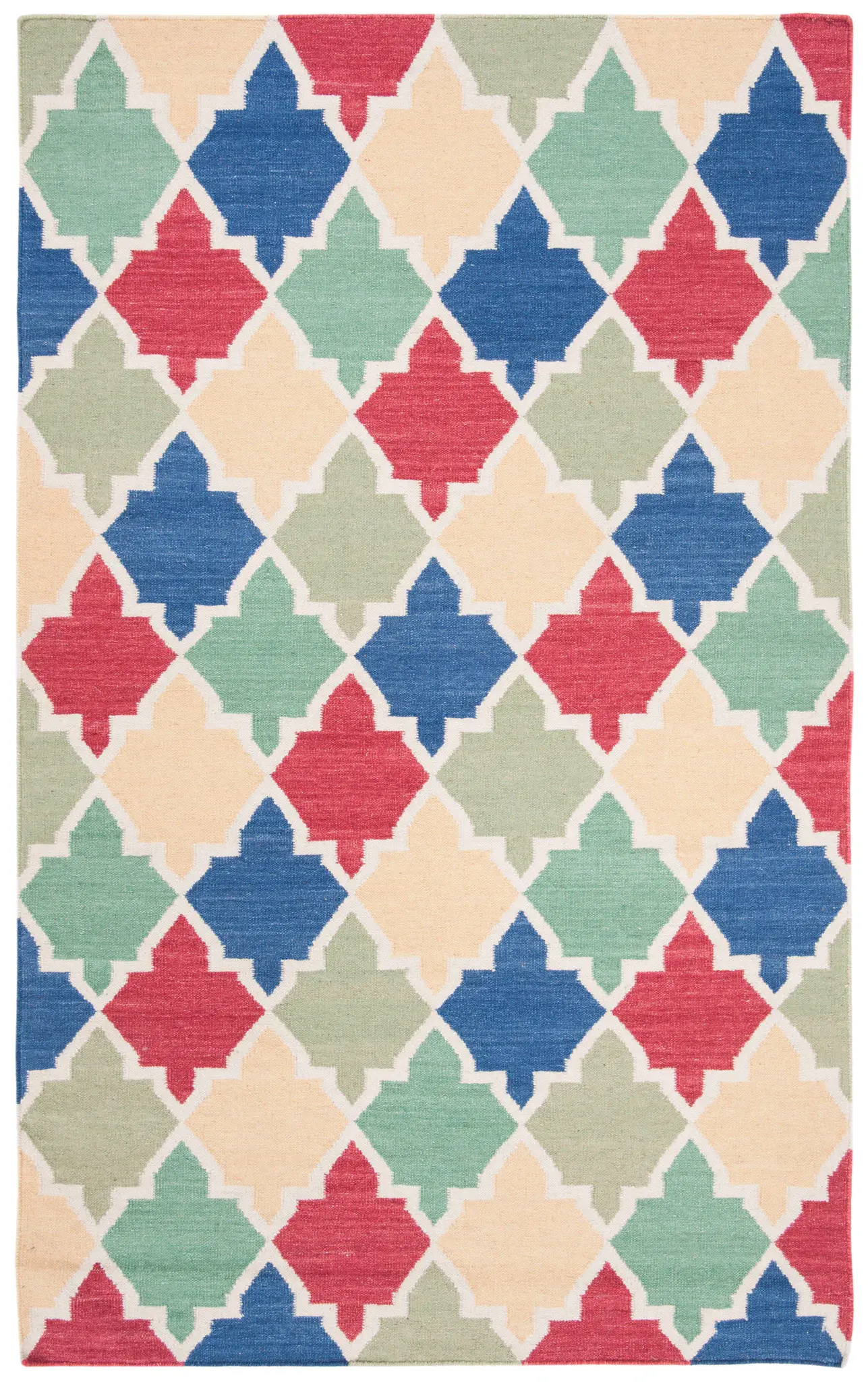 Dhurries Ogee Tile Hand-Woven Rug