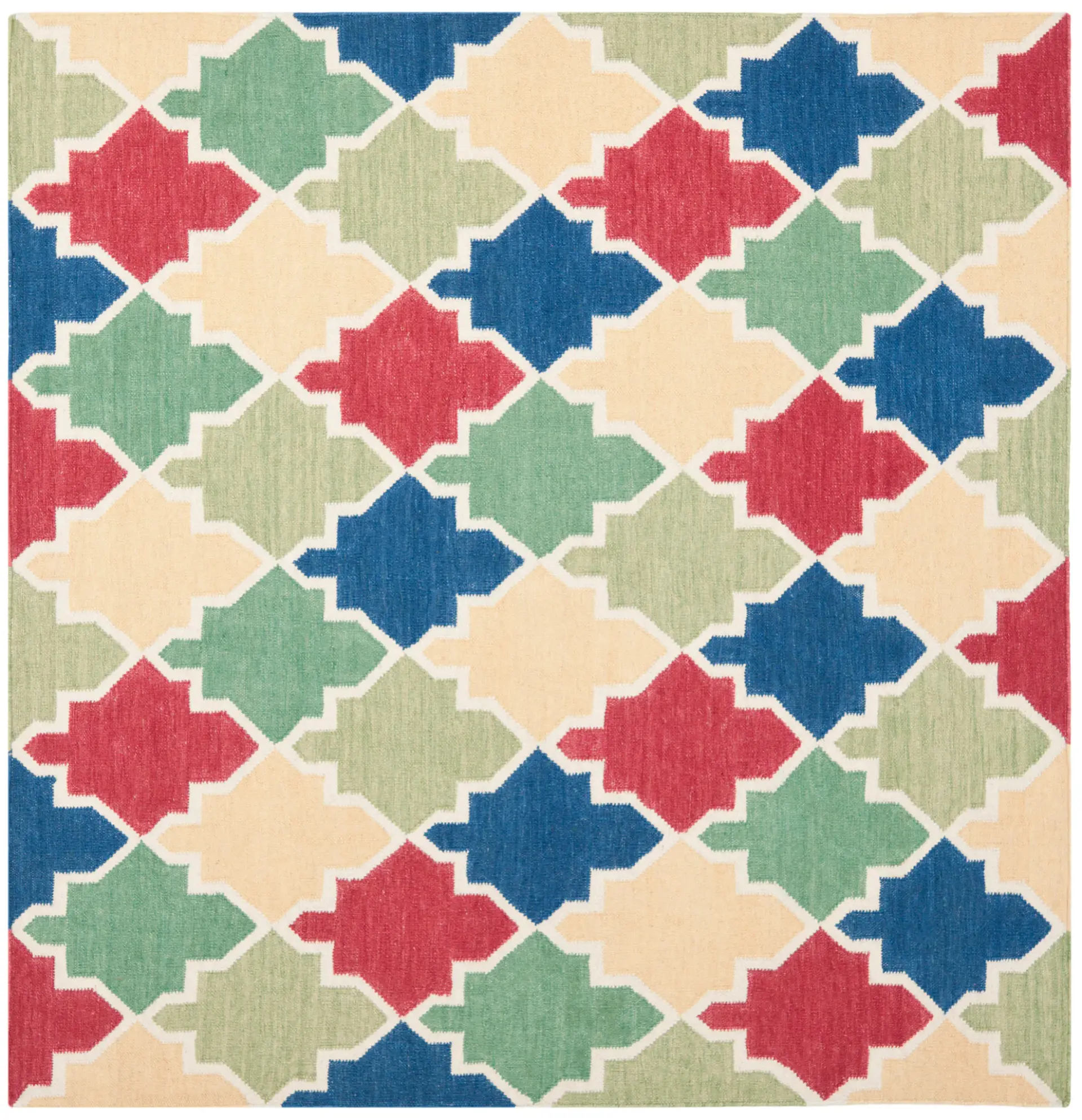 Dhurries Ogee Tile Hand-Woven Rug