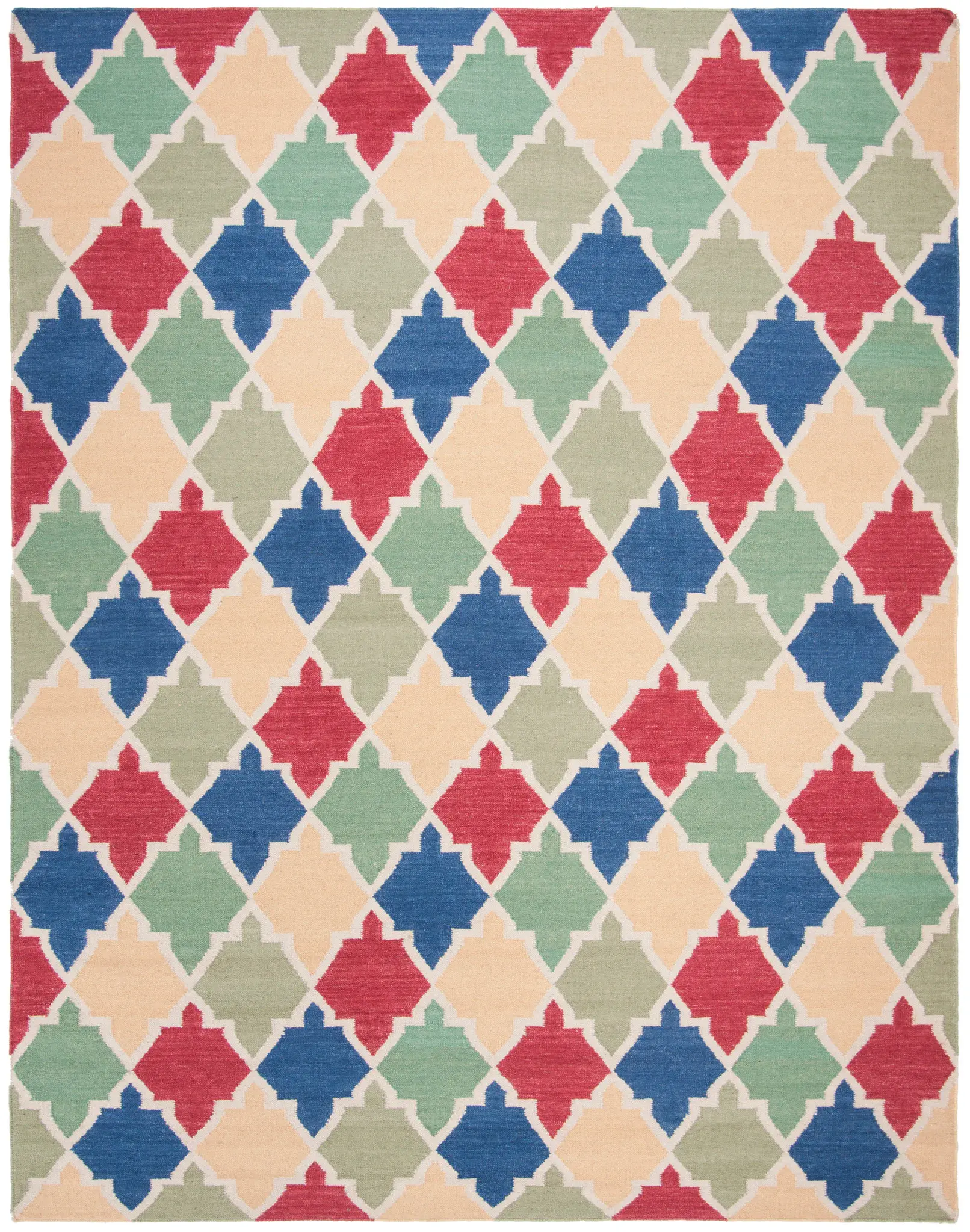 Dhurries Ogee Tile Hand-Woven Rug